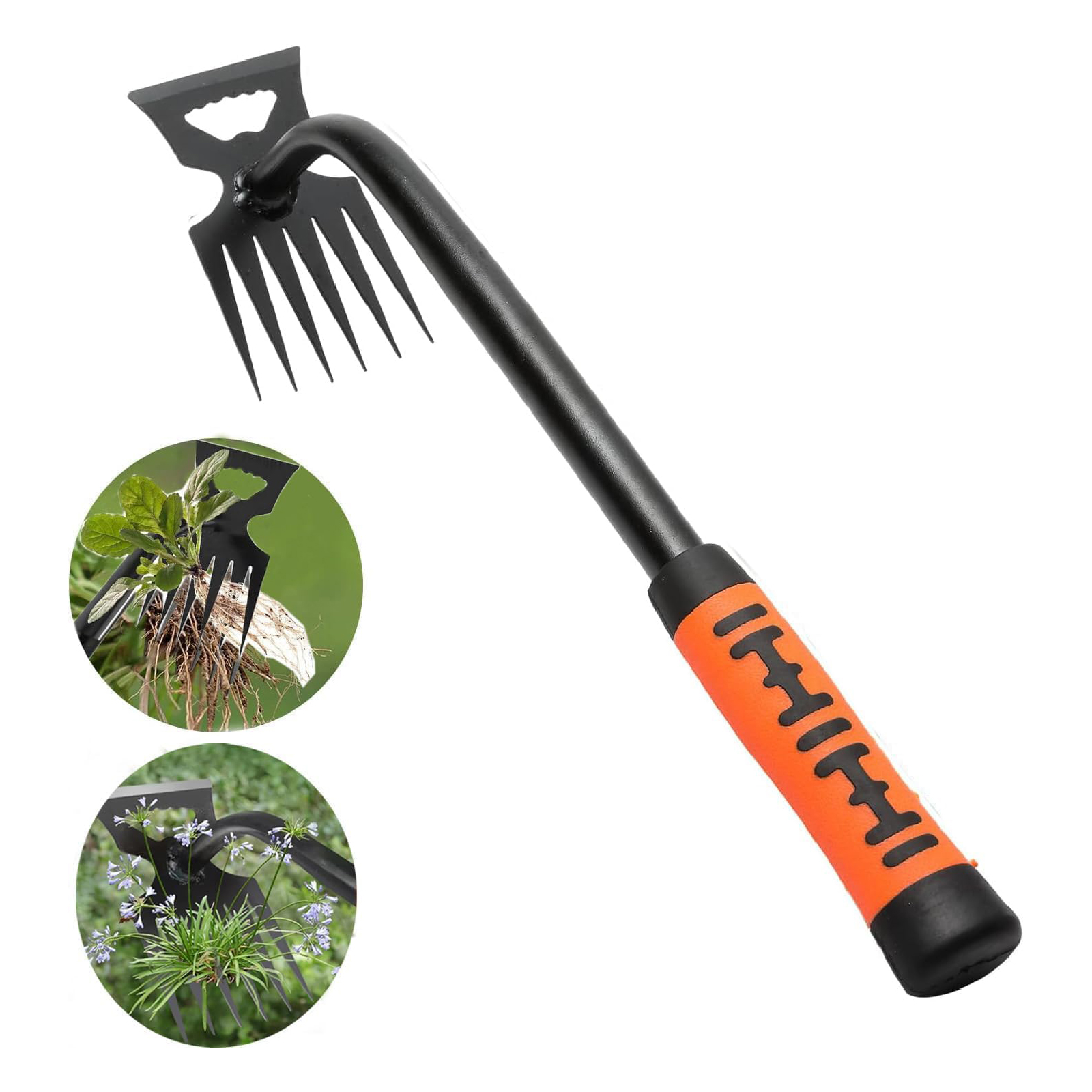 Multifunktionaler Gartenrechen Aus Stahl Mit Mehreren Zinken – Doppelkopf – Unkrautentferner – 6 Zinken