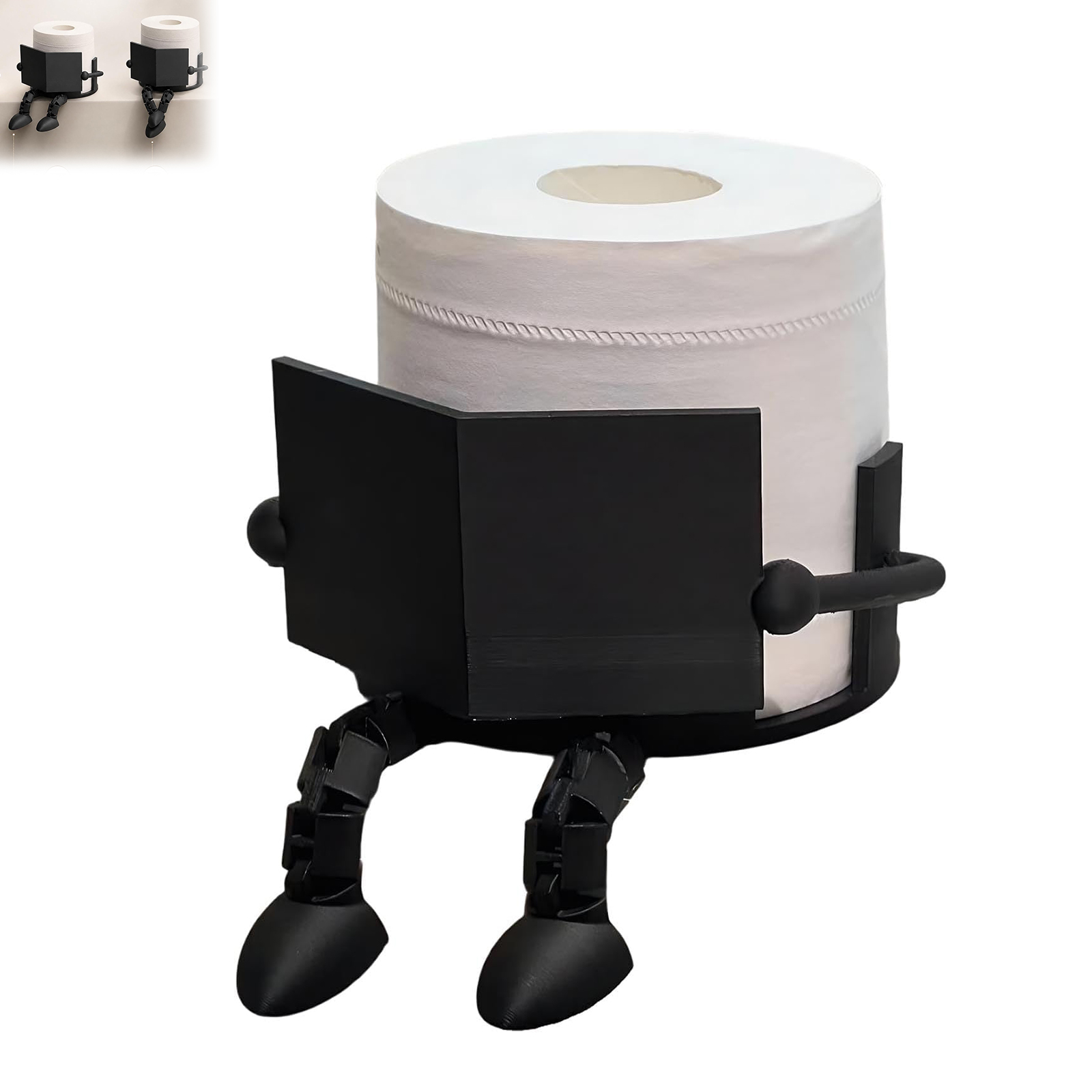Witziger Toilettenpapierhalter – 3d-gedruckter Leseständer (schwarz) Design Für Die Küchenrückseite, Ohne Bohren – Mit Verstellbaren Füßen –