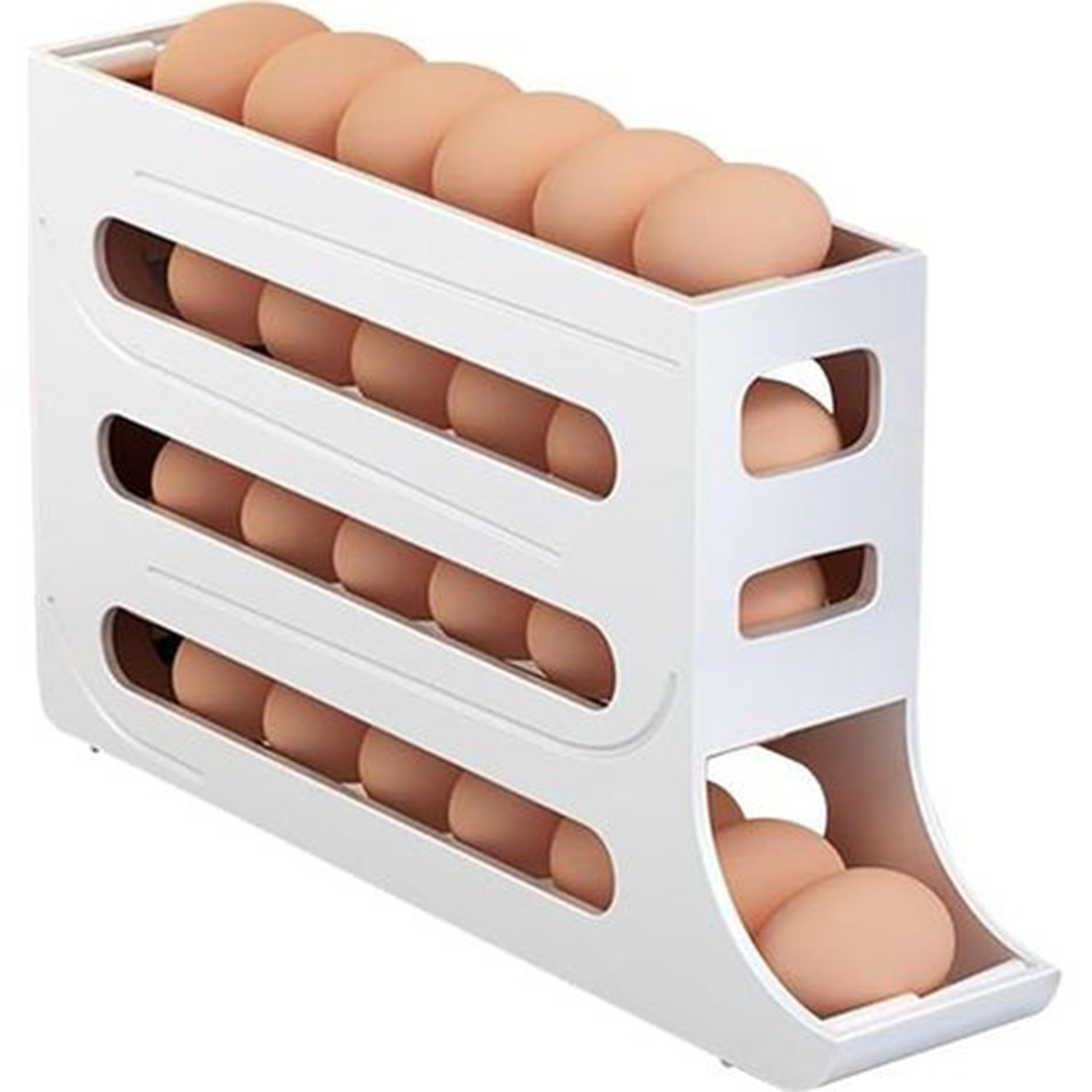 (weißer) Eierspender Für Den Kühlschrank – Eieraufbewahrung Für Den Kühlschrank – Automatischer Roll-up-eierkarton Mit 4 Lagen – Eieraufbewa