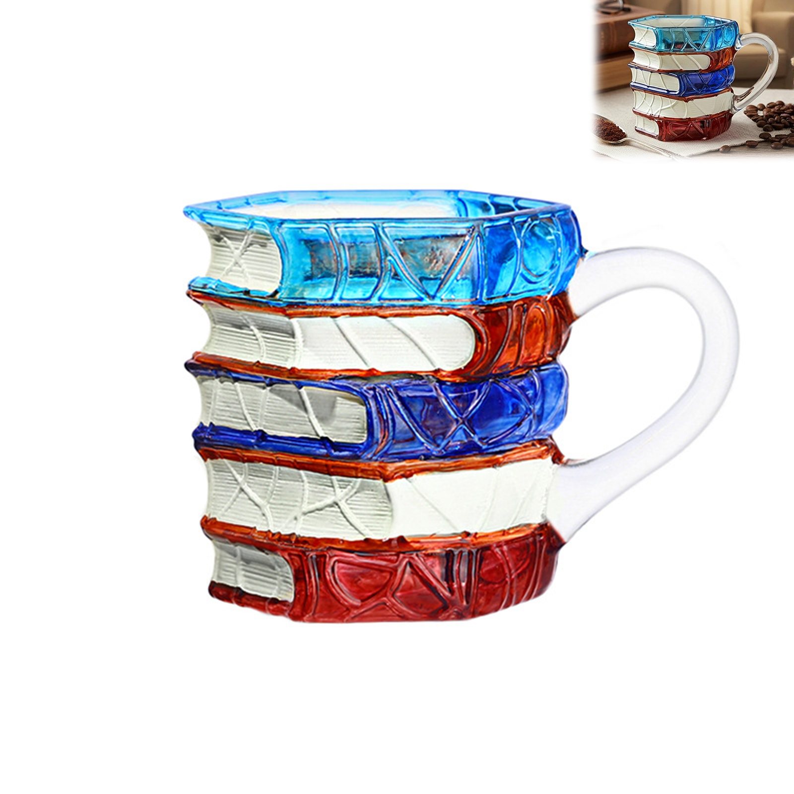 Becher In Form Eines Kinderbuchs – 195 Ml Glasbecher Mit Aufgemaltem Buchmotiv Für Bücherliebhaber – 3d-kaffeebecher Mit Gestapelter Struktu