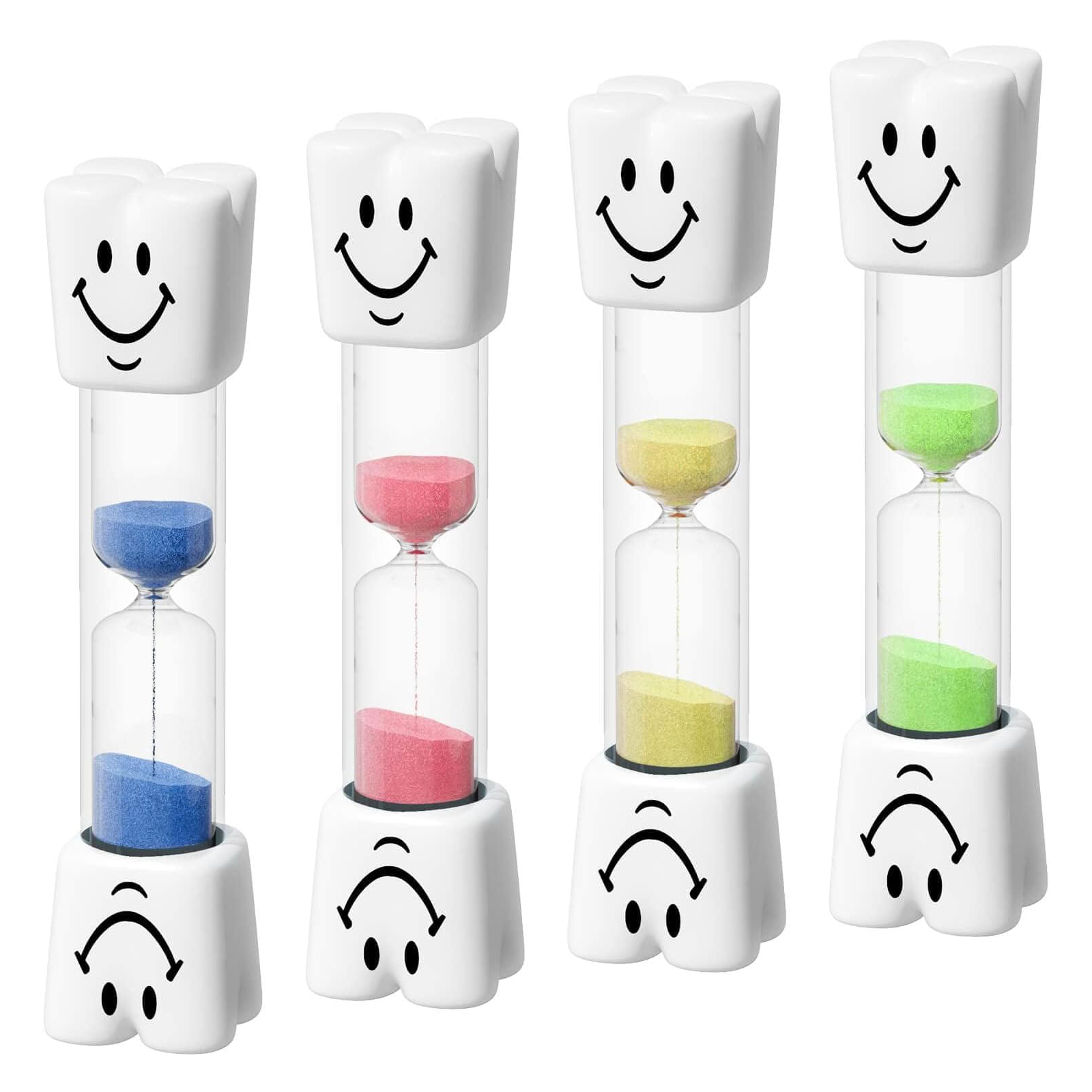 Set Mit 3 Kindertimern - 2-minuten-sanduhr Mit Lächeln - Sanduhr In Zufälliger Farbe.