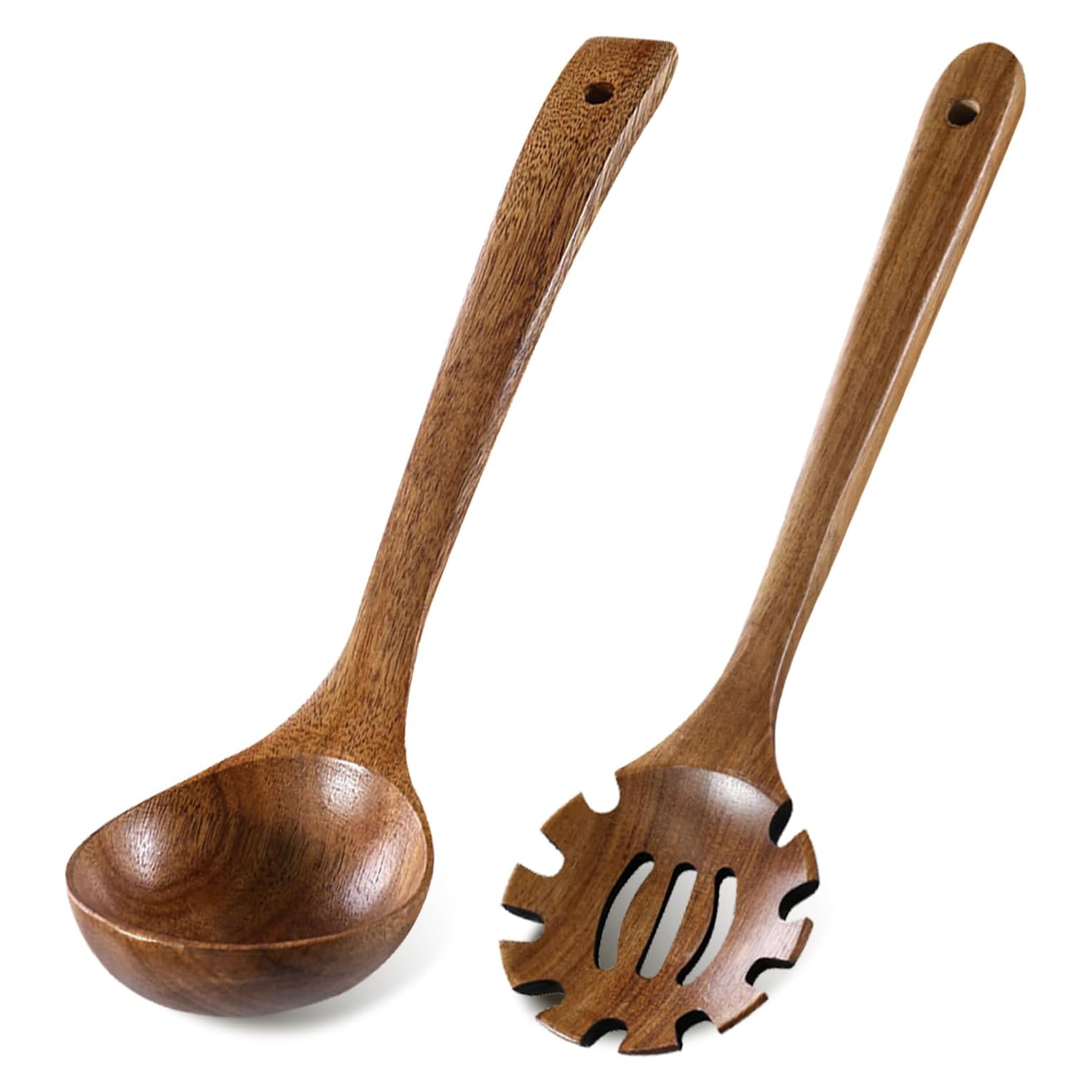 Suppenkelle Und Pastalöffel-set Aus Holz – 2-teiliges Suppenkellen-set Aus Holz Mit Suppenkelle Und Pastalöffel – Glattes Naturholz Zum Koch