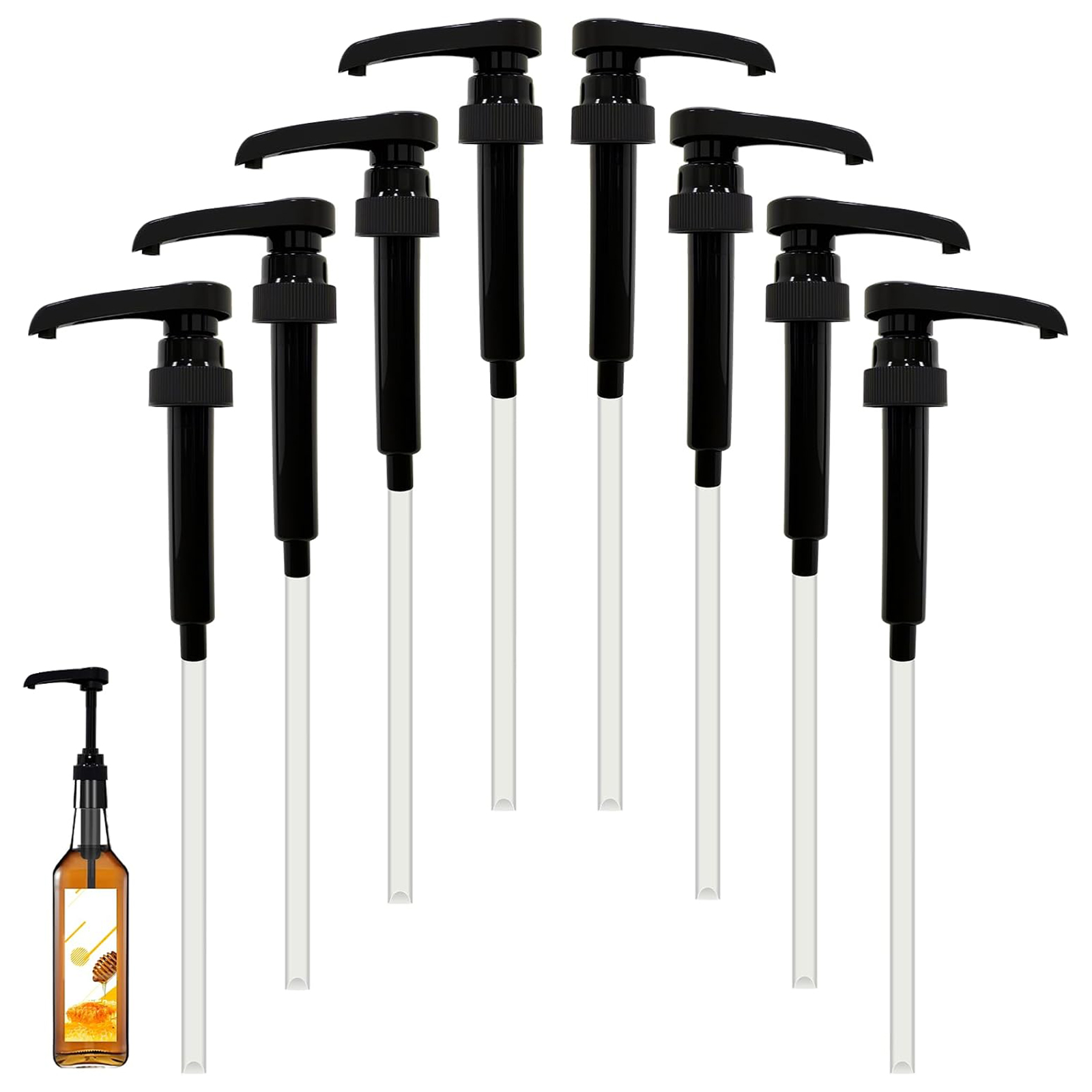 Set Mit 8 Kaffeesiruppumpen Für 750 Ml Flaschen - Schwarze Kunststoffspender - Auslaufsicher - Geeignet Für 750 Ml Flaschen - Für Den Heimge