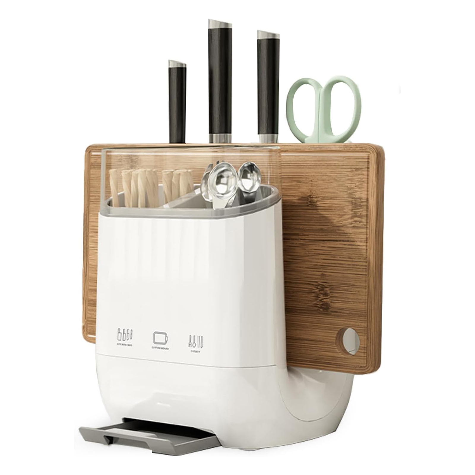 Multifunktionaler Utensilien-organizer Für Die Küchenarbeitsplatte – 3-teiliges Design Mit Messerschlitz, Besteckhalter Und Platz Für Ein Sc