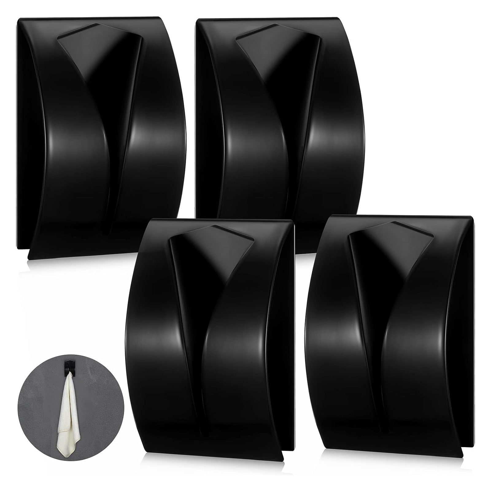 Selbstklebende Küchenhandtuchhaken – Schwarze Edelstahlhaken Für Geschirrtücher – Wandmontage Ohne Bohren – Selbstklebender Organizer Für Ba