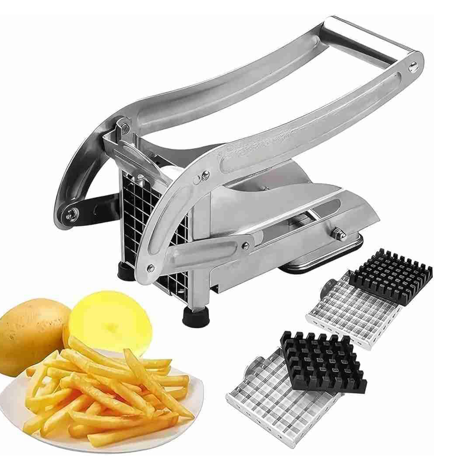 Pommes-frites-schneider Aus Edelstahl – Gemüse- Und Kartoffelschneider Mit 2 Zusätzlichen Klingen