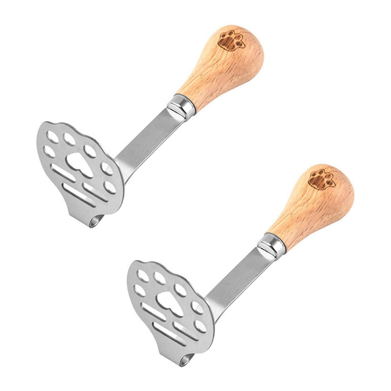 Set Mit 2 Kartoffelstampfern – Kreativer Avocadostampfer Aus Edelstahl – Inklusive Ergonomischem Küchenhelfer Mit Holzgriff.