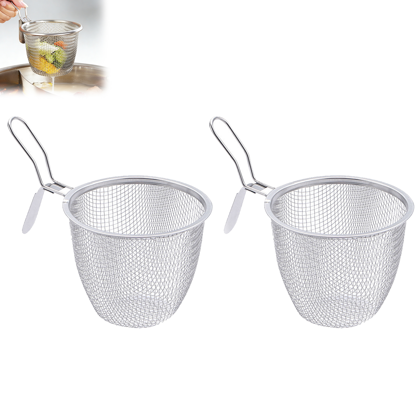 Ramen-siebset – Blanchierkorb Aus Edelstahl – 2-teiliges Nudelsieb Aus Netzgewebe – Geeignet Zum Kochen Von Pasta, Pho, Dumplings, Spaghetti