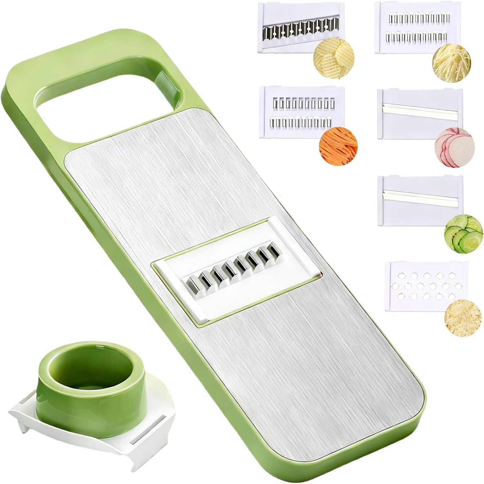 Sicherer 6-in-1-mandolinenhobel Mit Aufschiebbarem Handschutz – Gemüsehobel Aus Edelstahl – Geeignet Für Kartoffeln, Zwiebeln, Knoblauch, Gu