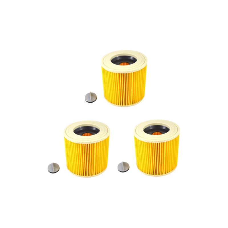Paar 3er-set Runde Filter Für Kärcher Staubsauger [wd3, Wd2, Wd1, Mv3, Mv2, A, K, Knt, Nt, Se, Vc] + 3 Feststellschrauben Für Allergiker Gegen Feinstaub/gerüche [wd 3 2 1