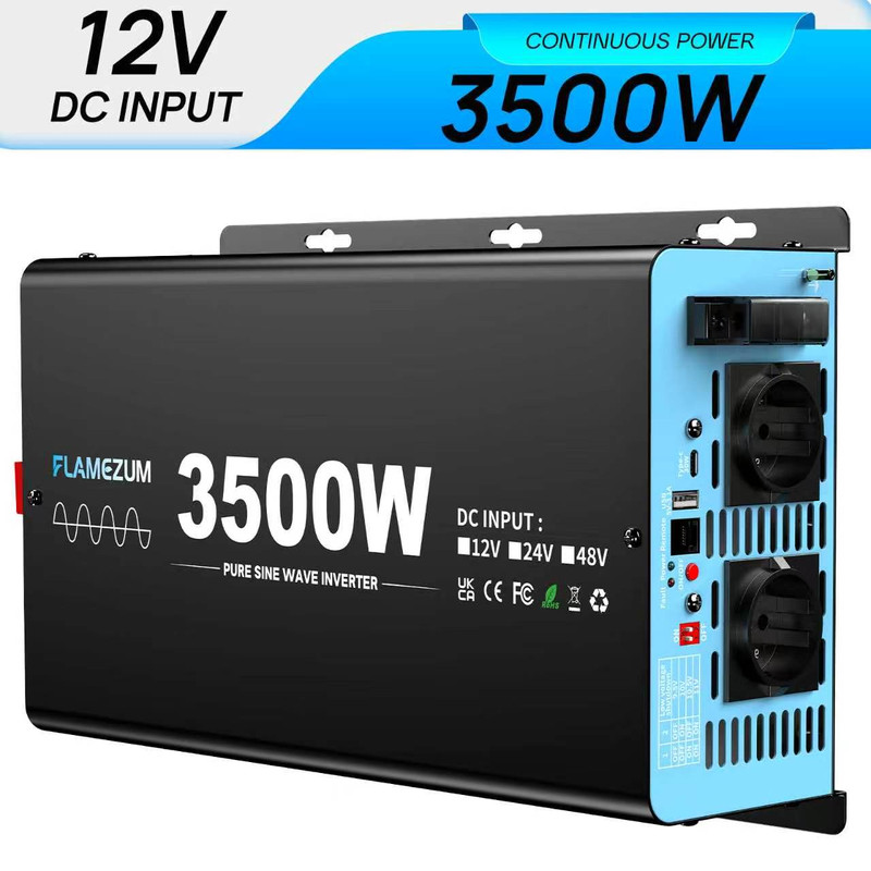 Spannungswandler 12v Auf 230v – Reiner Sinus‑wechselrichter 3500w Dauerleistung 7000w Spitzenleistung – Schutz Vor Überhitzung Und Kurzschluss