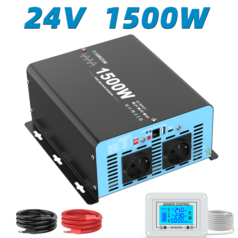 Spannungswandler 24v Auf 230v – Reiner Sinus‑wechselrichter 1500w Dauerleistung 3000w Spitzenleistung – Schutz Vor Überhitzung Und Kurzschluss