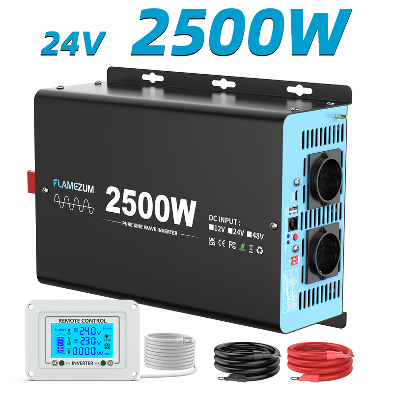 Spannungswandler 24v Auf 230v – Reiner Sinus‑wechselrichter 2500w Dauerleistung 5000w Spitzenleistung – Schutz Vor Überhitzung Und Kurzschluss