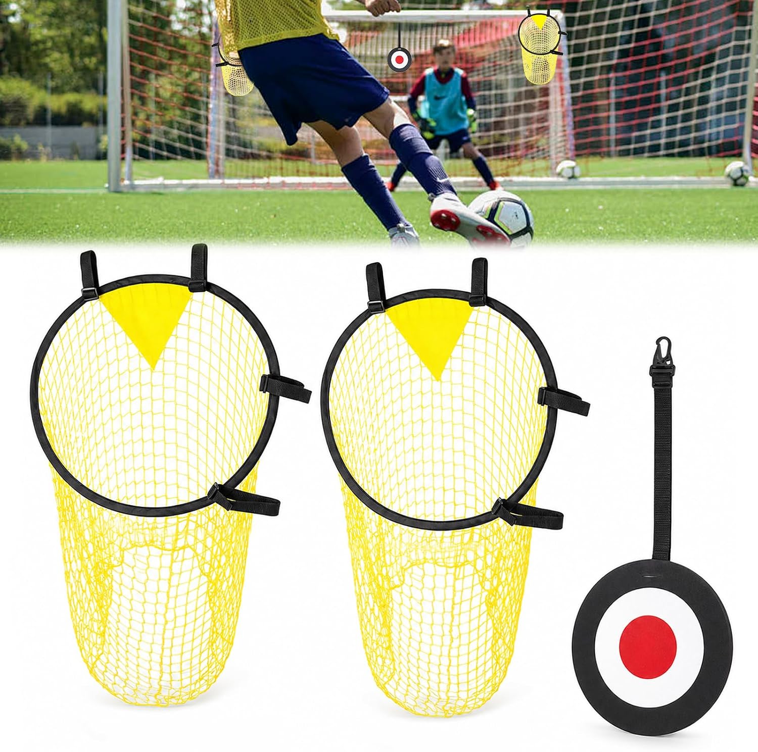 Set Mit 2 Zielnetzen Für Outdoor-fußballtore, 45×60cm, Faltbares Fußballtrainingsgerät Aus Nylon Für Kinder Und Erwachsene, Zubehör Für Fußballtore, Garten, Park Und Innenräume