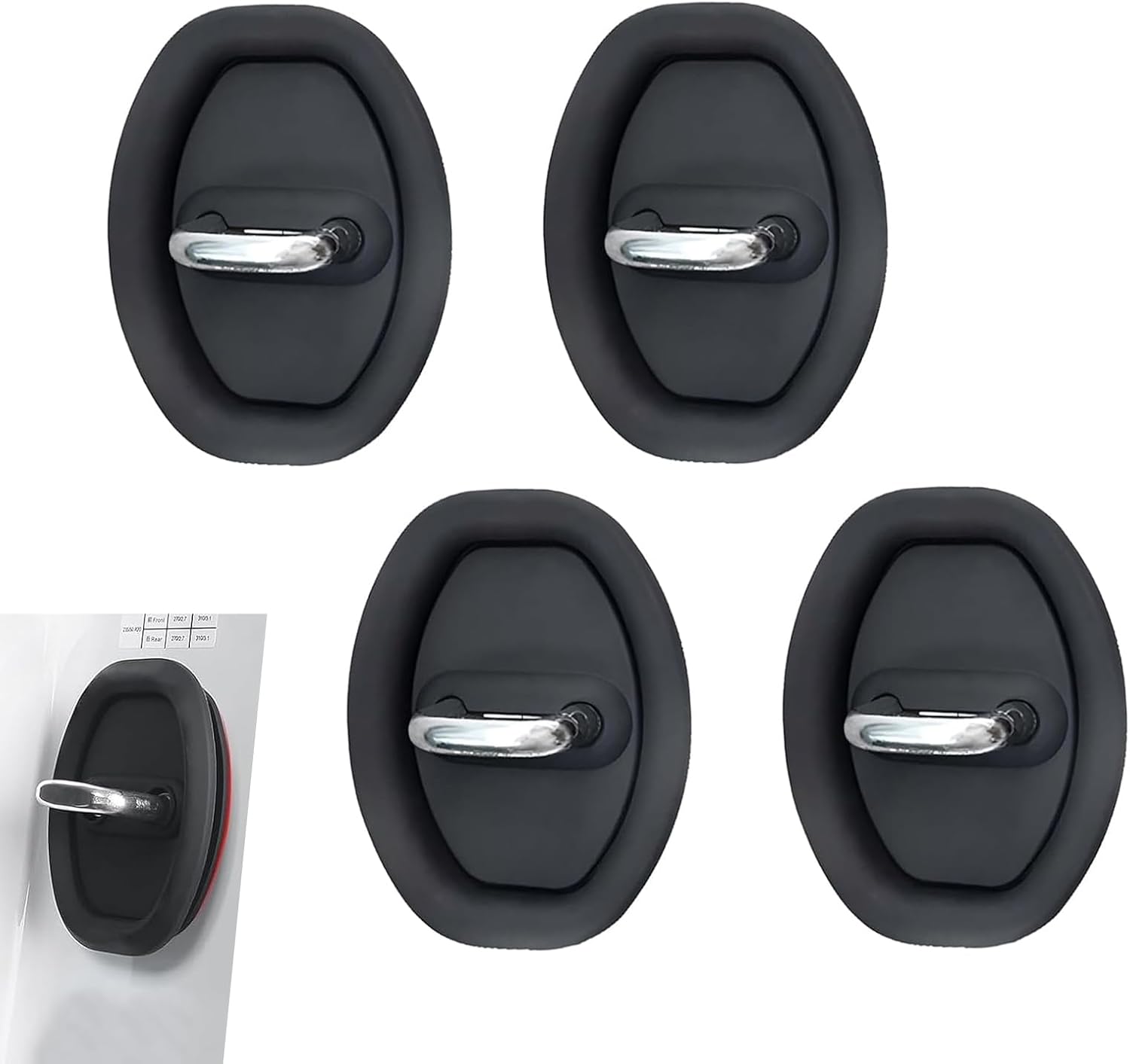 Set Mit 4 Türschloss-schutzfolien Mit Stoßdämpfender Silikonbeschichtung. Diese Selbstklebenden Schutzfolien Reduzieren Geräusche (schwarz).
