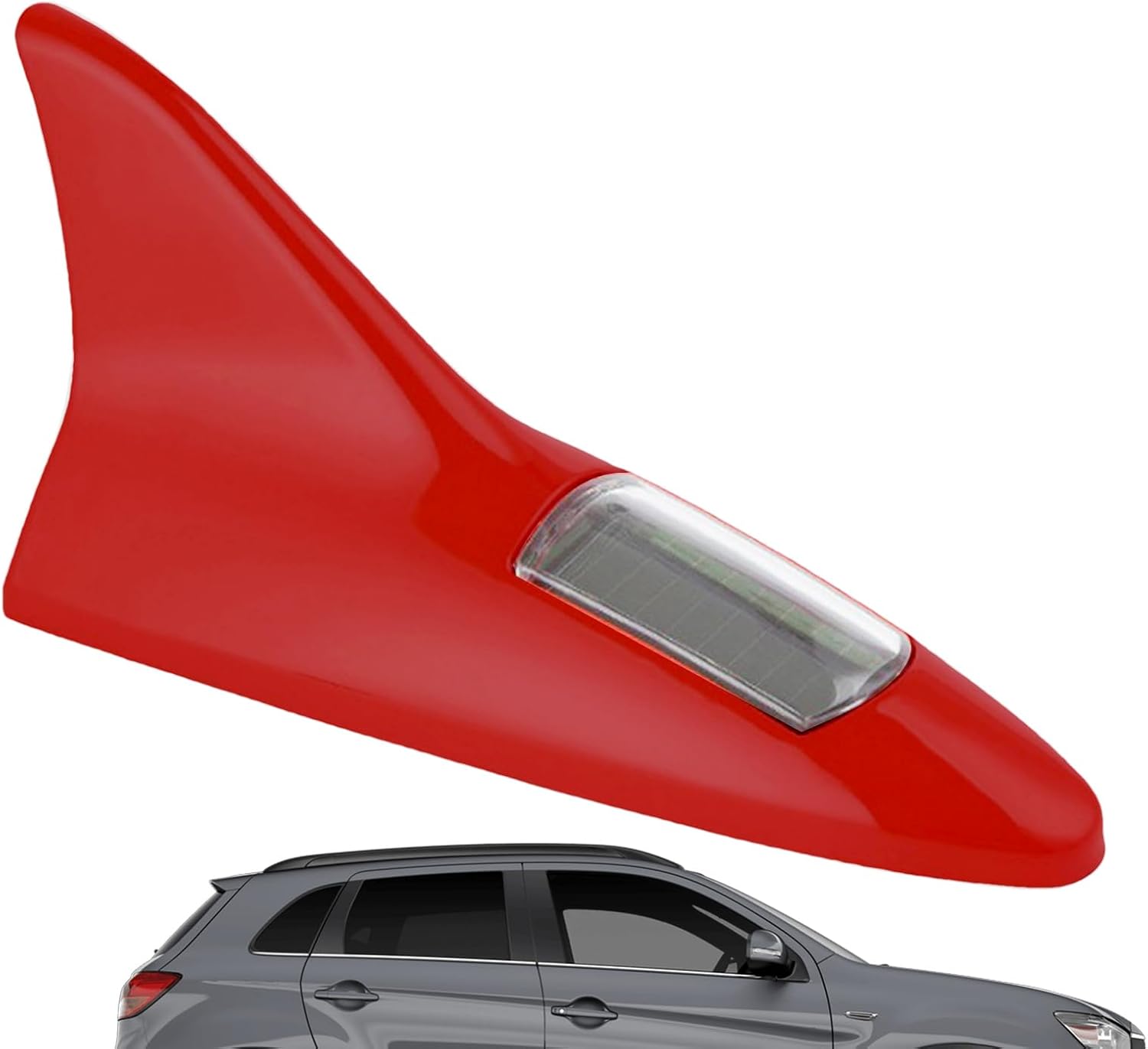 Lichtantenne In Form Einer Haifischflosse – Eine Stylische Autodachleuchte Im Haifischflossen-design Eine Dekorative, Solarbetriebene Dachantenne.