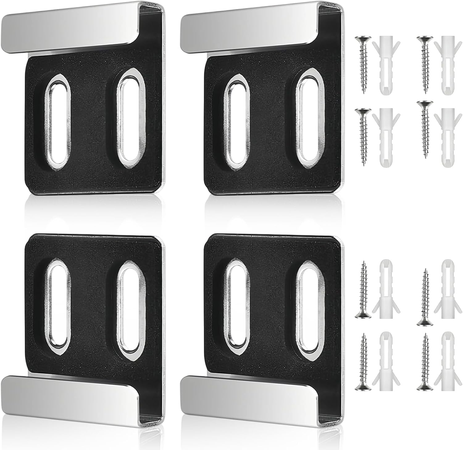 4-teiliges Spiegelwandmontage-set, Spiegelhalterung Mit Doppellochbefestigung (inkl. 8 Schrauben Und 8 Dübeln)