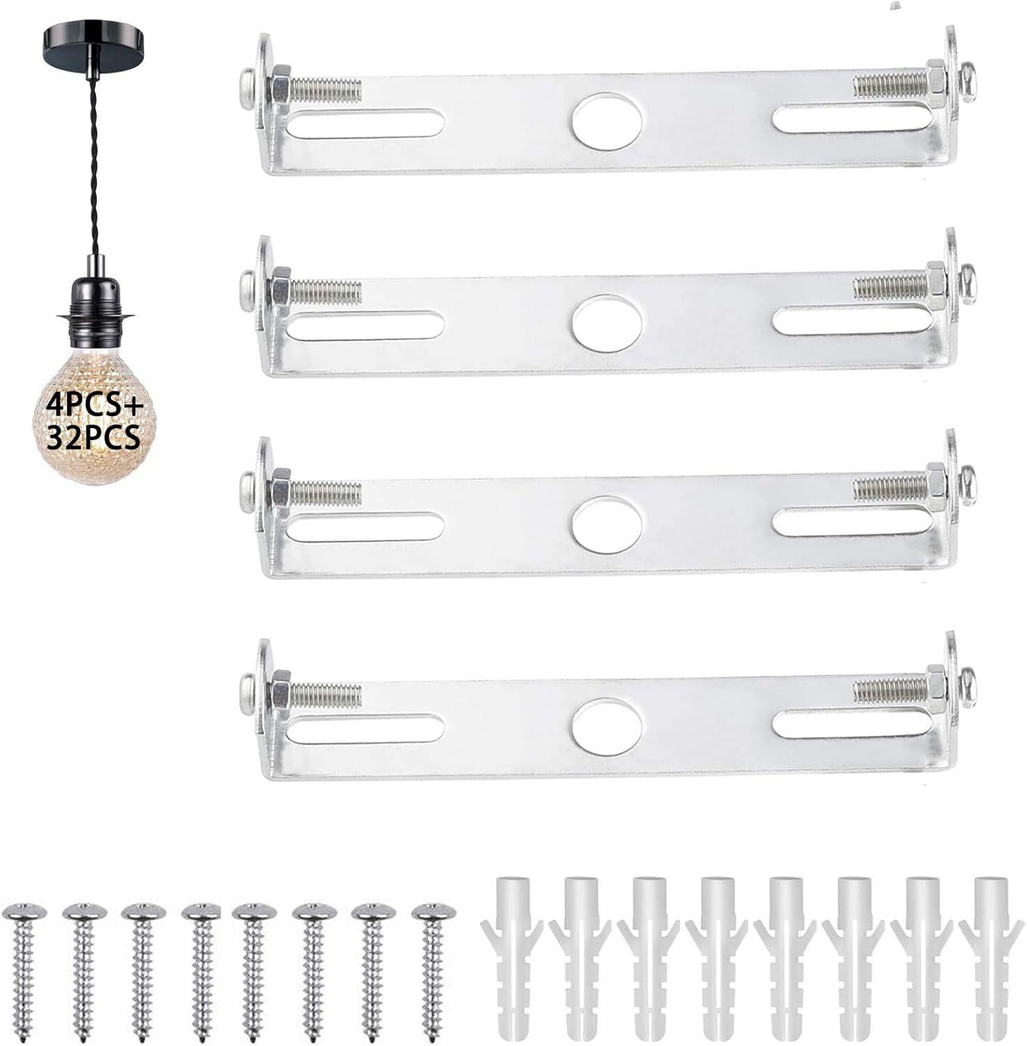 Set Mit 4 Deckenleuchten-montagehalterungen – 105 Mm Aufhängeplatte, Geeignet Für Deckenleuchten In Wohnungen Und Büros
