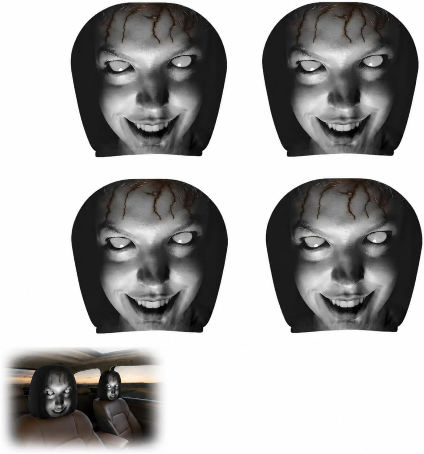 Auto-kopfstützenbezüge, Gruseliges Muster, Halloween-dekoration