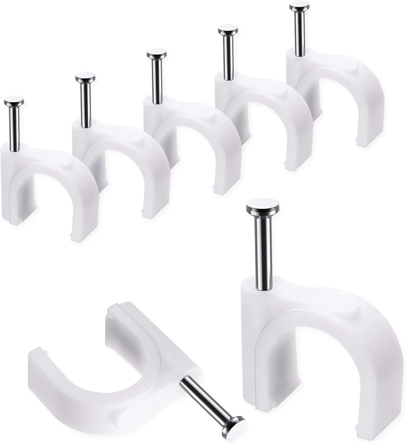 Packung Mit 100 Runden Kabelklemmen, 10 Mm, Weiß