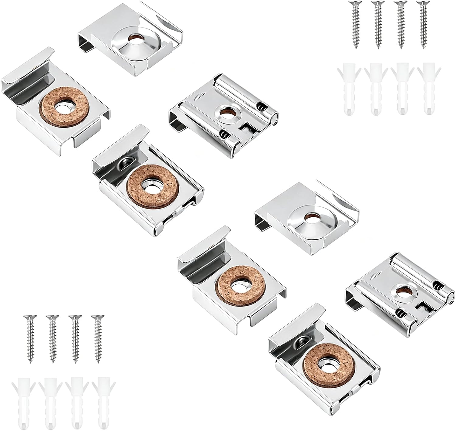 8-teiliges Set Rahmenloser Spiegelbefestigungen Mit Federn Und Clips, Robuste Wandspiegelhalterungen Für Bad Und Wc, Kein Bohren Erforderlich Und Hochbelastbare Spiegelmontage