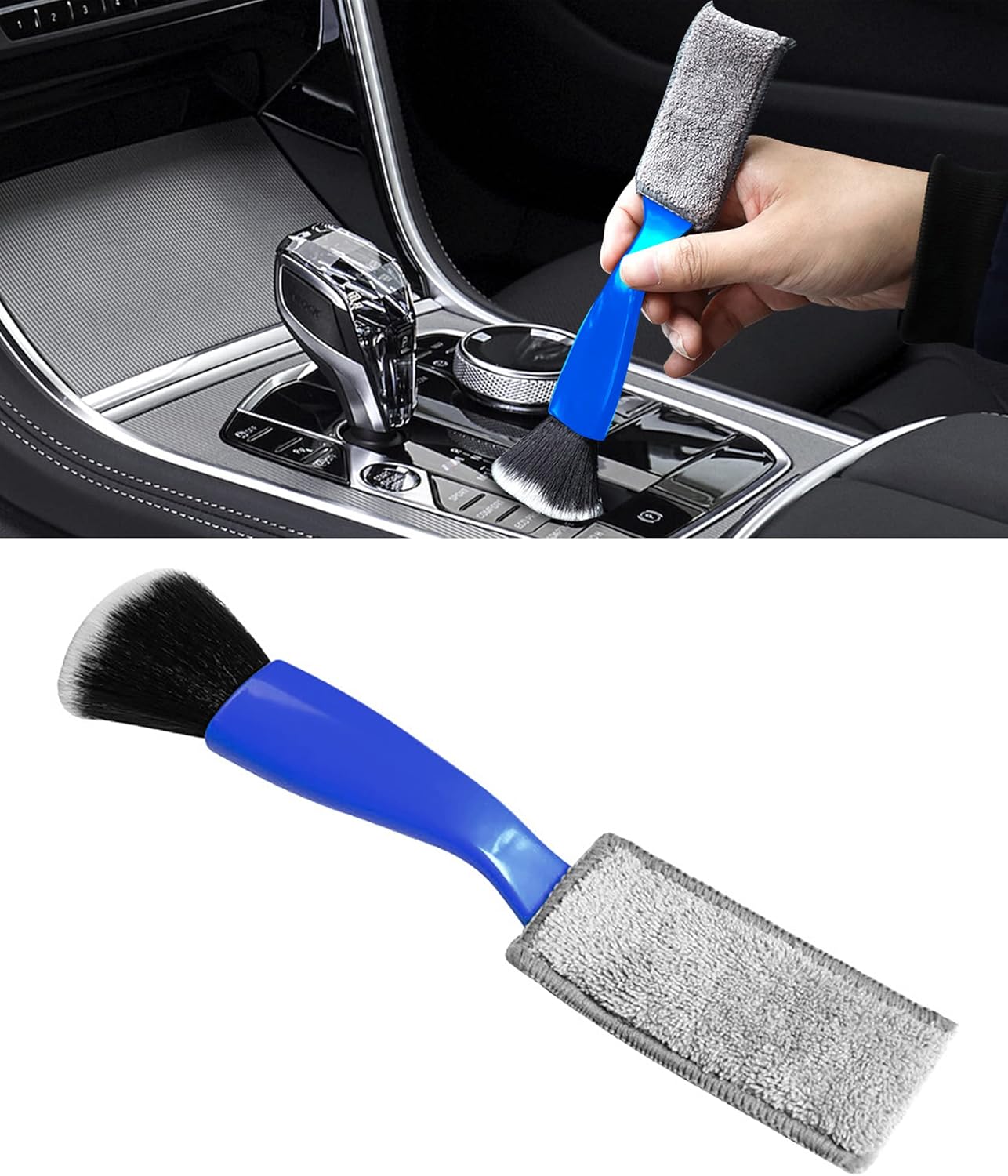 2-in-1 Universal-autostaubbürste – Doppelkopf-design, Geeignet Für Die Gründliche Reinigung Von Fahrzeuginnenräumen (blau)