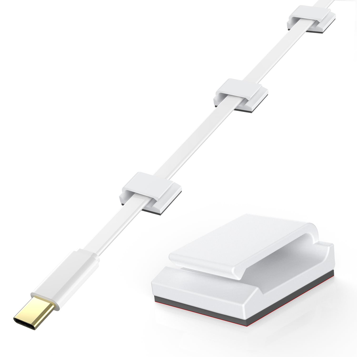 100 Stück Selbstklebende Kabelclips, Flache Ethernet-kabelbinder, Weiß