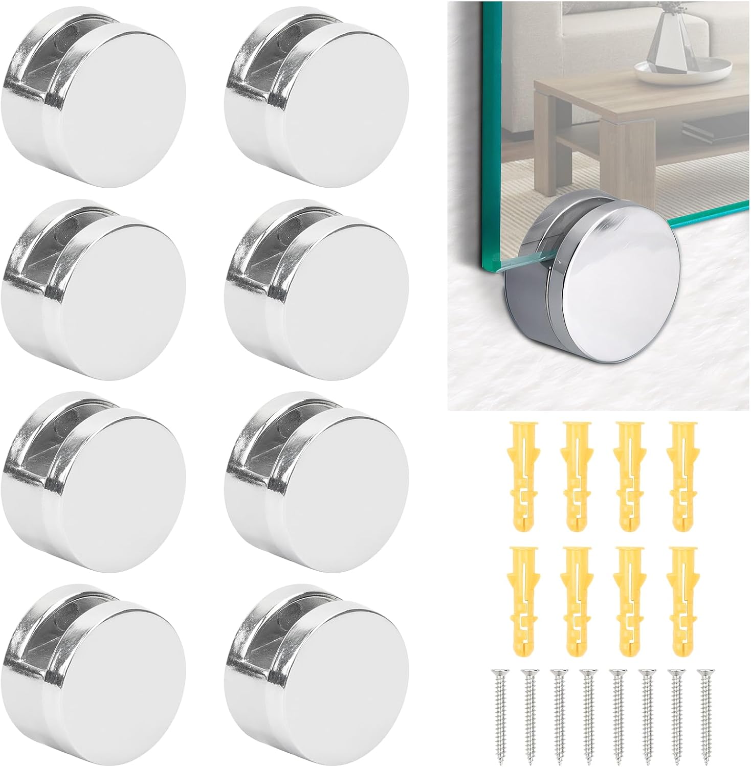 Ein Set Aus 8 Spiegelklemmen Aus Zinklegierung Beinhaltet 8 Edelstahlschrauben Und 8 Dehnrohre.