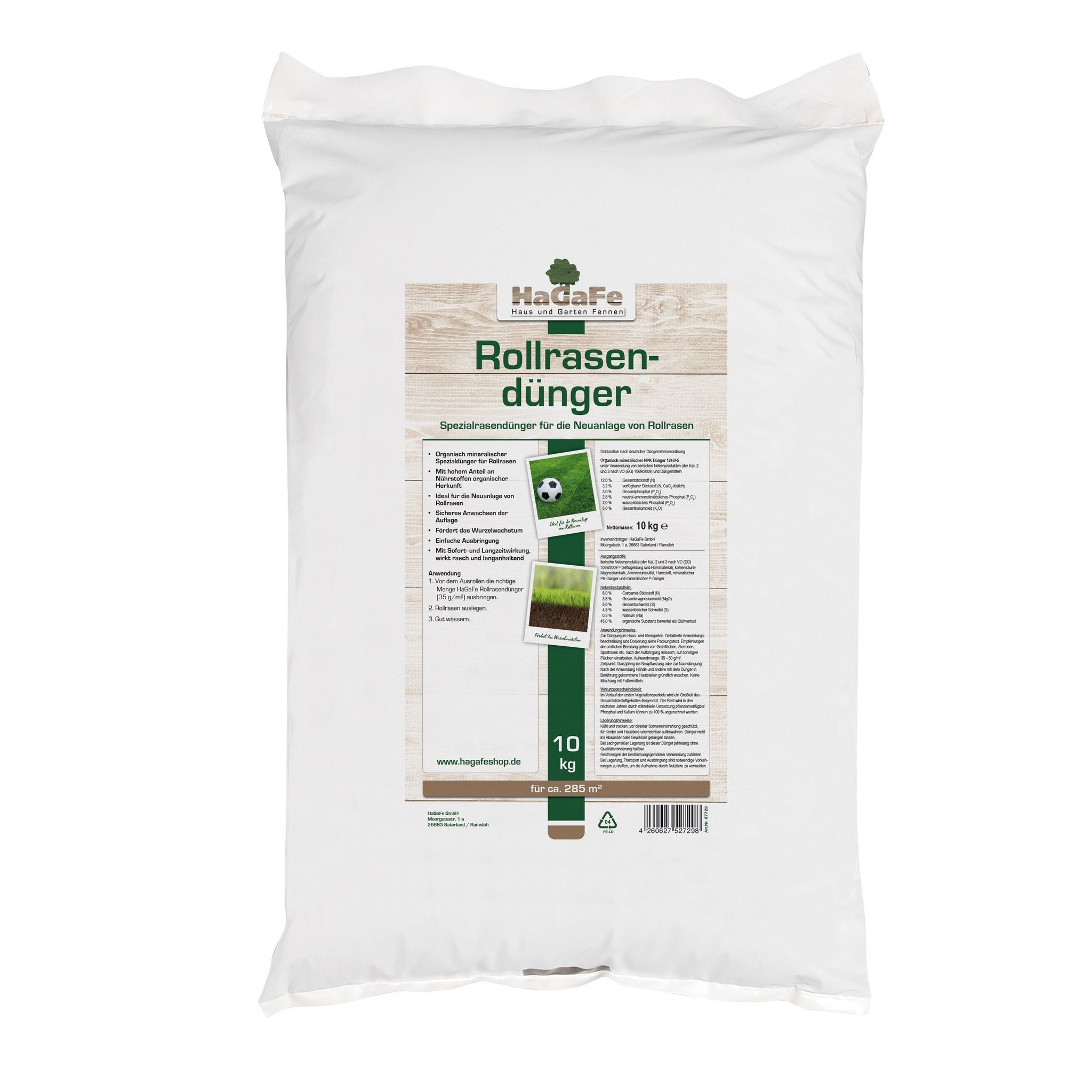 Hagafe Rollrasendünger Für Neuanlagen Rasendünger Für Rollrasen Spezial Dünger 10 Kg (1 X 10 Kg)