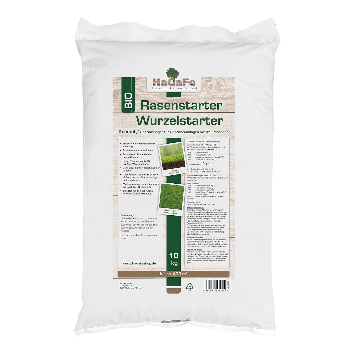 Hagafe Bio Turbo Rasenstarter Wurzelstarter Rasendünger Dünger Mit Viel Phosphat 10kg