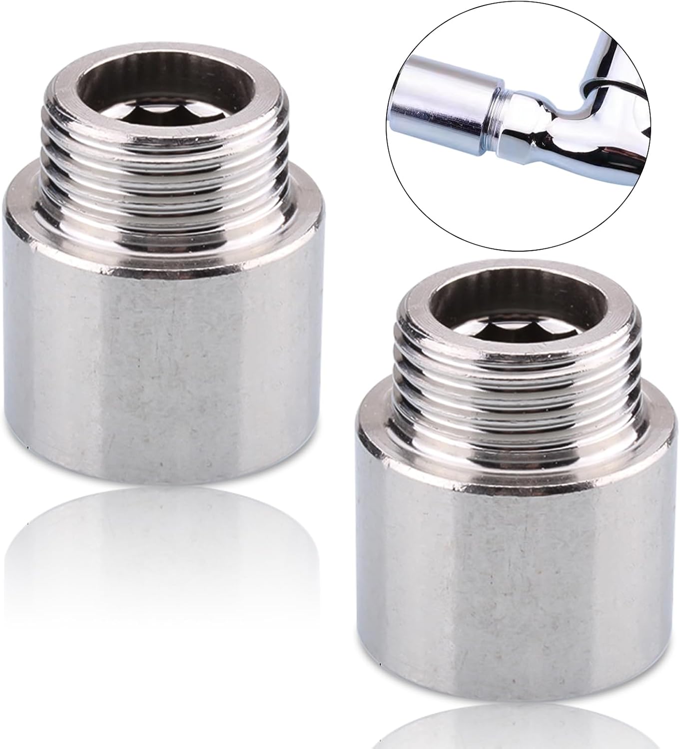 Set Mit 4 Edelstahl-wasserhahnverlängerungen 1/2" X 20 Mm, Dn15 Gewindeanschluss, Für Trinkwasser- Und Heizungsinstallationen