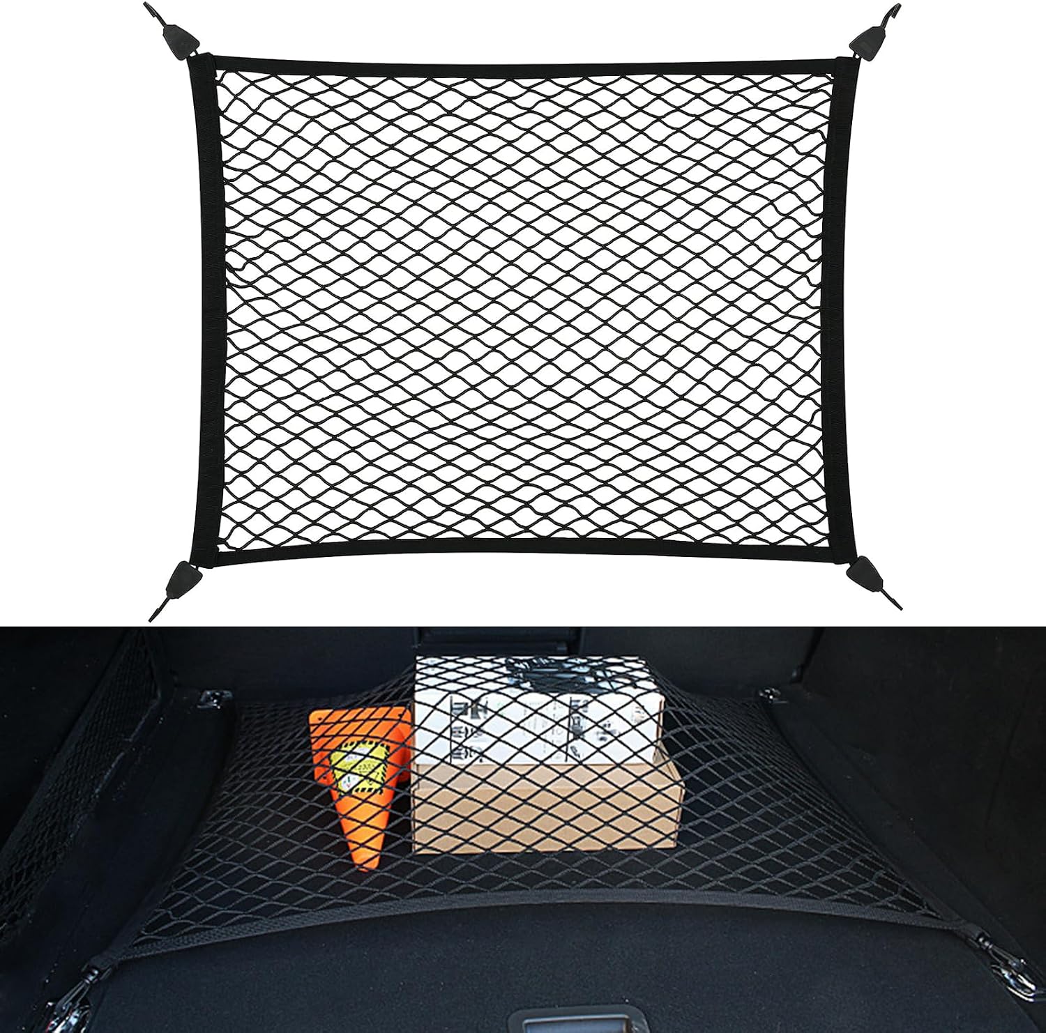 80 X 60 Cm Großes Aufbewahrungsnetz, Auch Als Kofferraumnetz Verwendbar, Mit 4 Haken, Hohe Elastizität Für Schiffe, Lkws, Suvs Und Pkws.