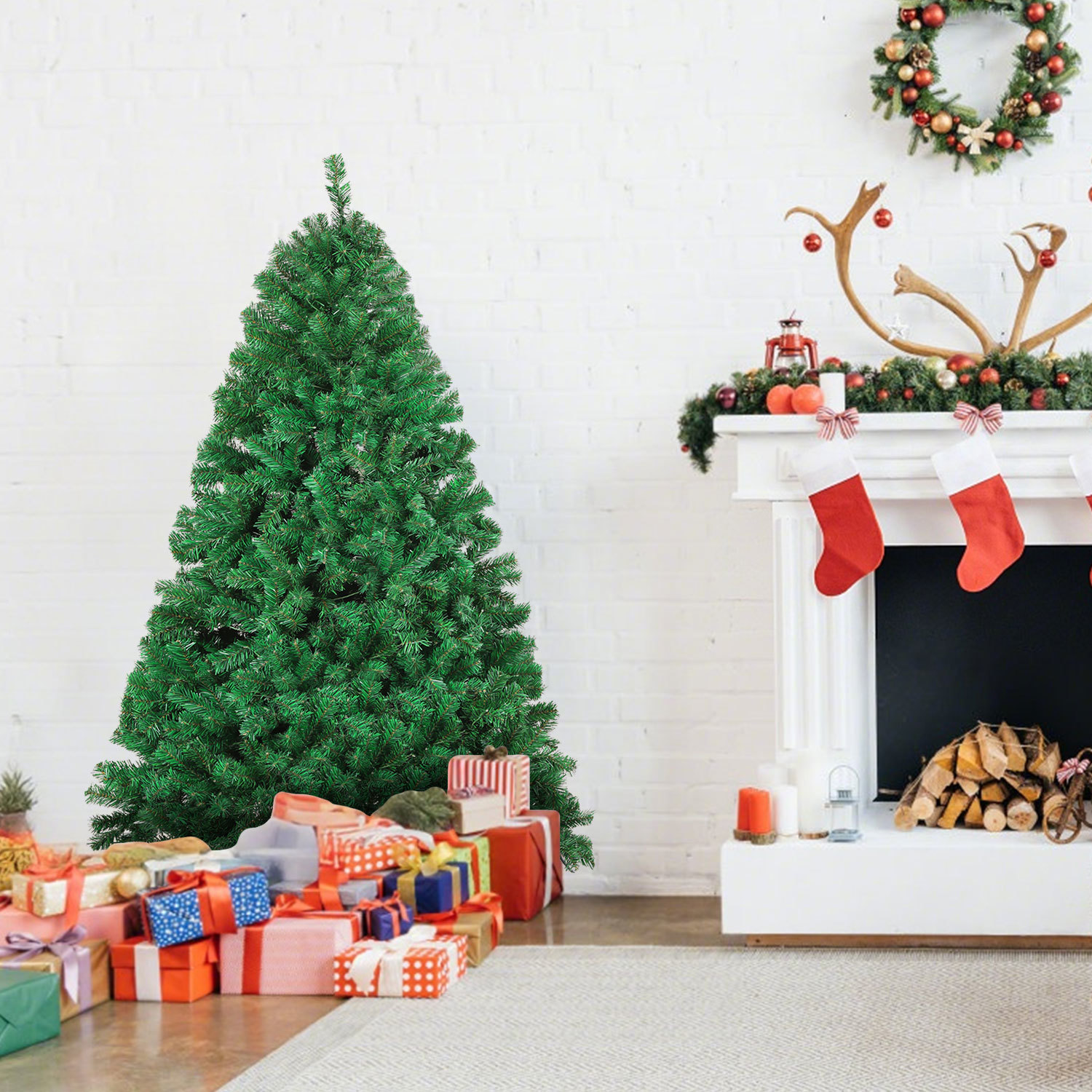 Jiubiaz Künstlicher Weihnachtsbaum 210 Cm Grün, 950 Zweigspitzen, Pvc Christbaum Mit Metallständer