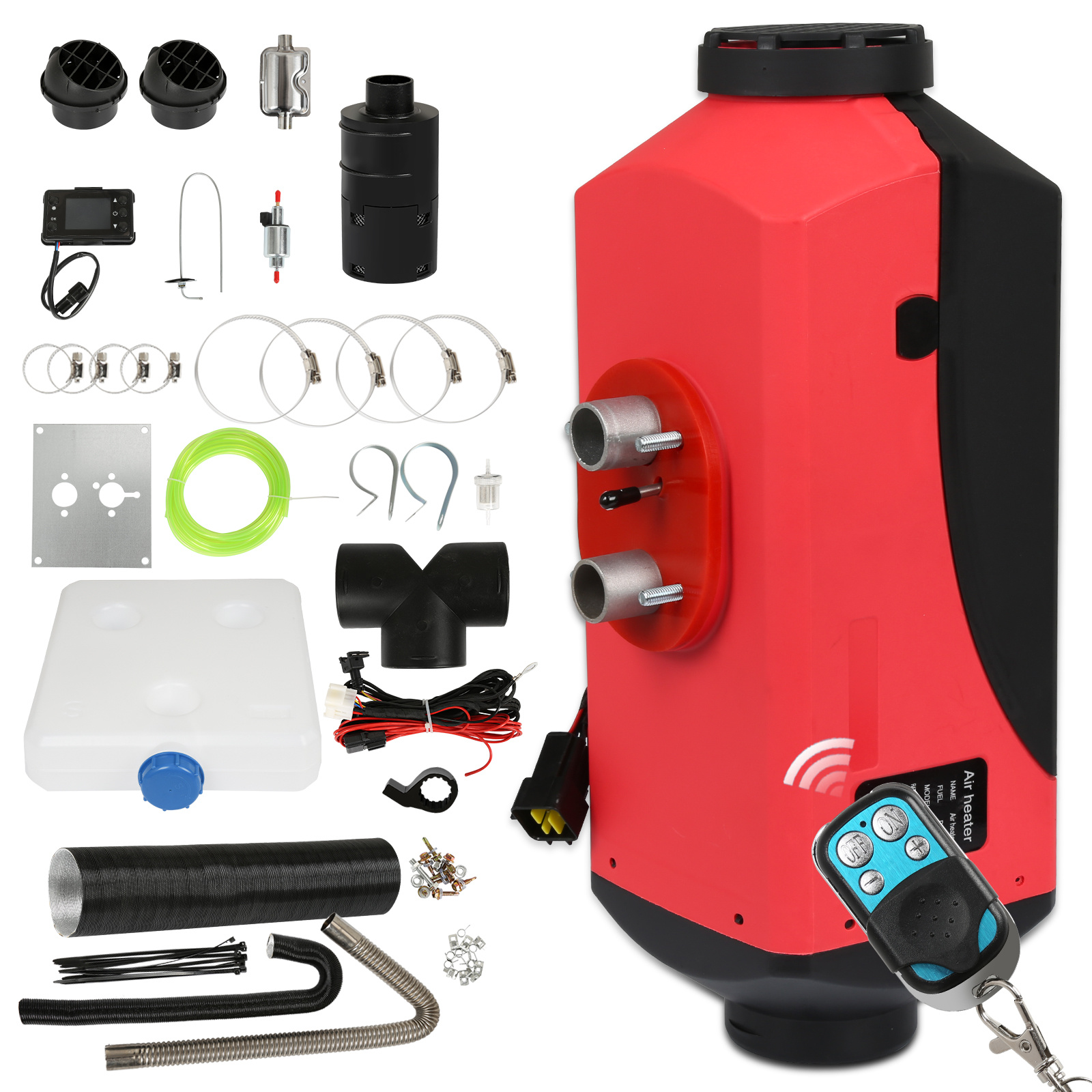 Jiubiaz 12 V Diesel Standheizung 8 Kw Geteilt Luftheizung Dieselheizung Air Heater Für Auto Lkw Wohnmobil Camper Bus Mit Lcd-display Fernbedienung Rot
