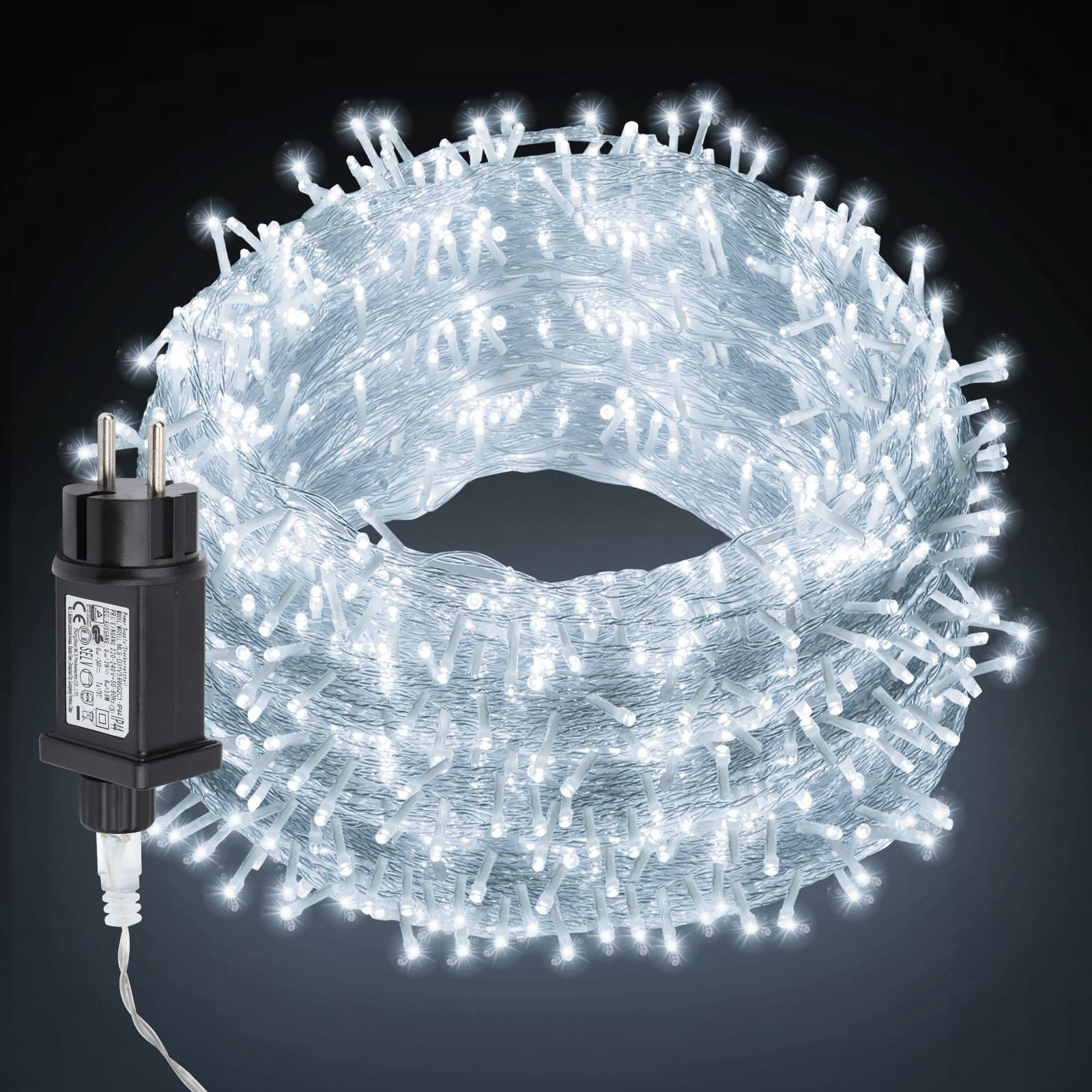 Jiubiaz 30m Led Lichterkette 300leds 8 Modi Mit Memory Funktion, Weihnachten Party Garten Bedienung Funkelnder Sterneffekt Deko Transparent Kabel Kaltweiß