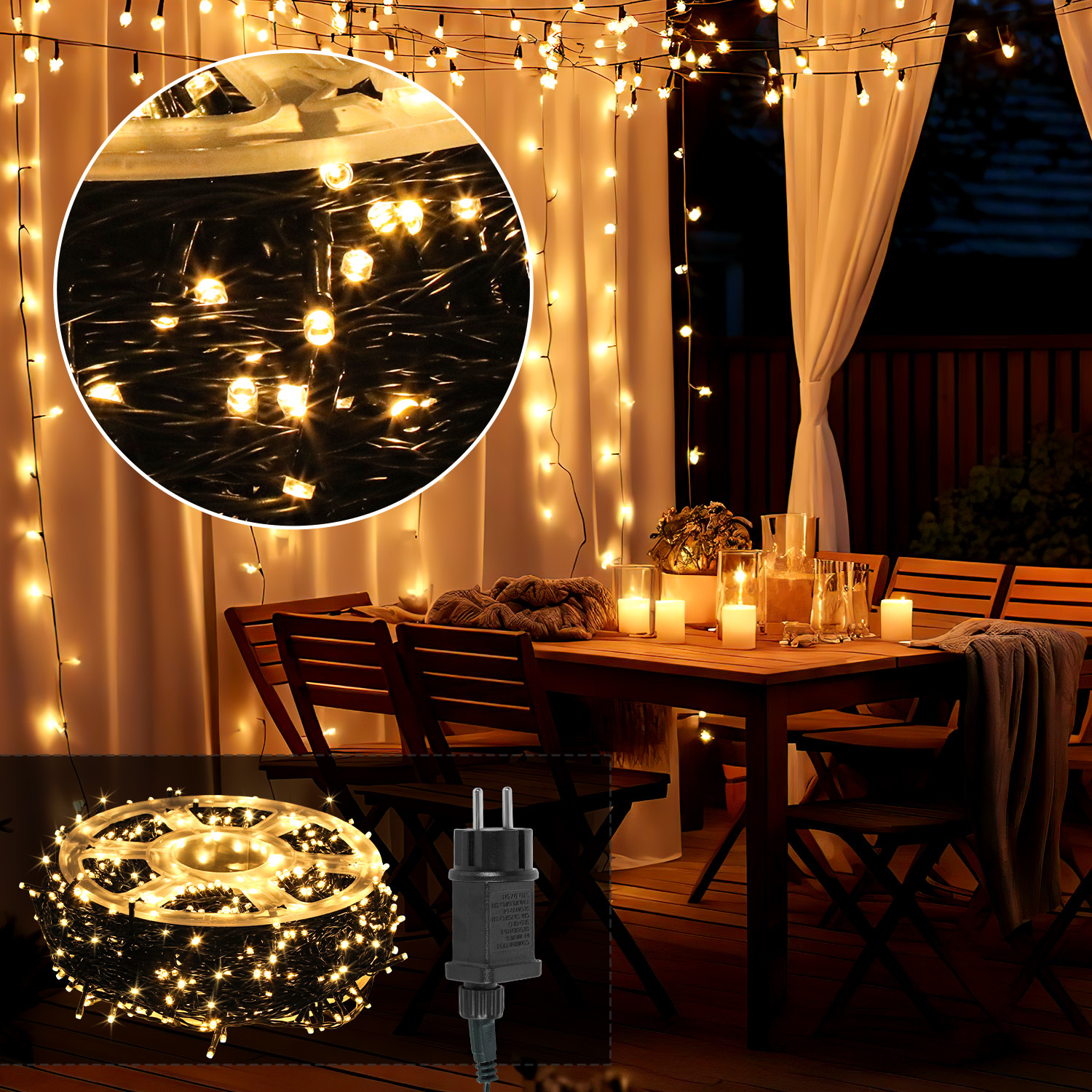 Jiubiaz 200m Led Lichterkette 1000leds 8 Modi Mit Memory Funktion, Weihnachten Party Garten Bedienung Funkelnder Sterneffekt Deko Transparent Kabel Kaltweiß