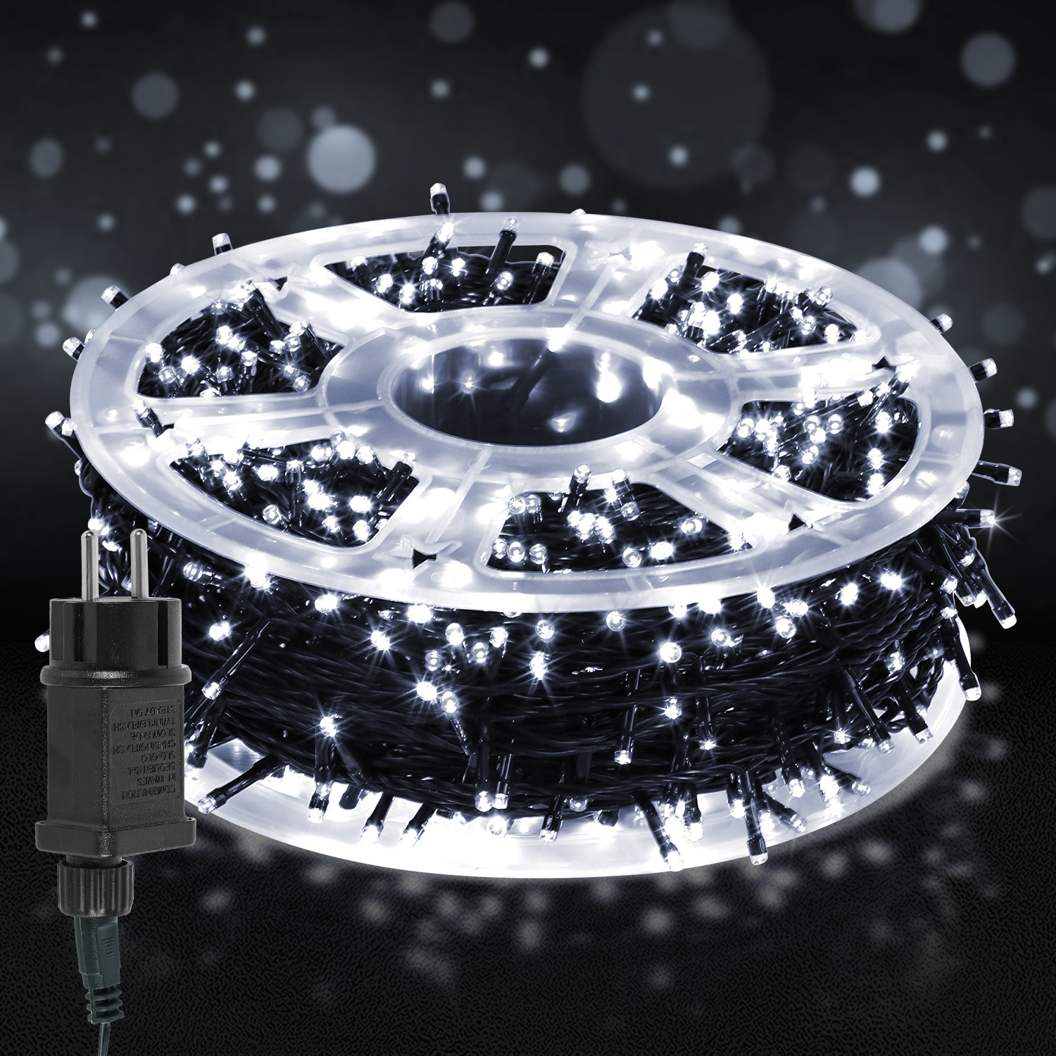 Jiubiaz 200m Led Lichterkette 2000leds 8 Modi Mit Memory Funktion, Weihnachten Party Garten Bedienung Funkelnder Sterneffekt Deko Kaltweiß