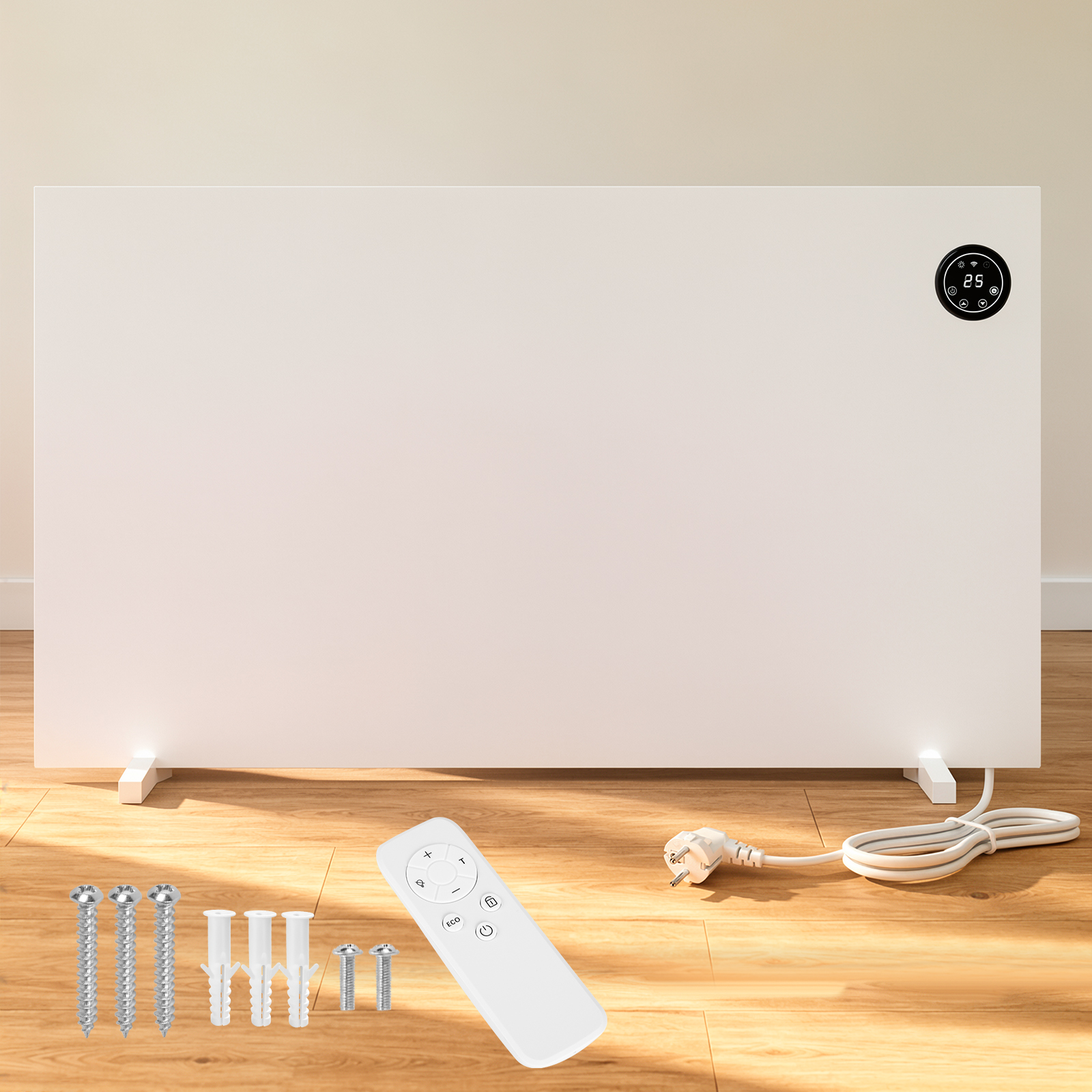 Jiubiaz Infrarotheizung 750w, Elektroheizung Mit Wlan App, Thermostat, Fernbedienung, Wand- Und Standheizung, Weiß