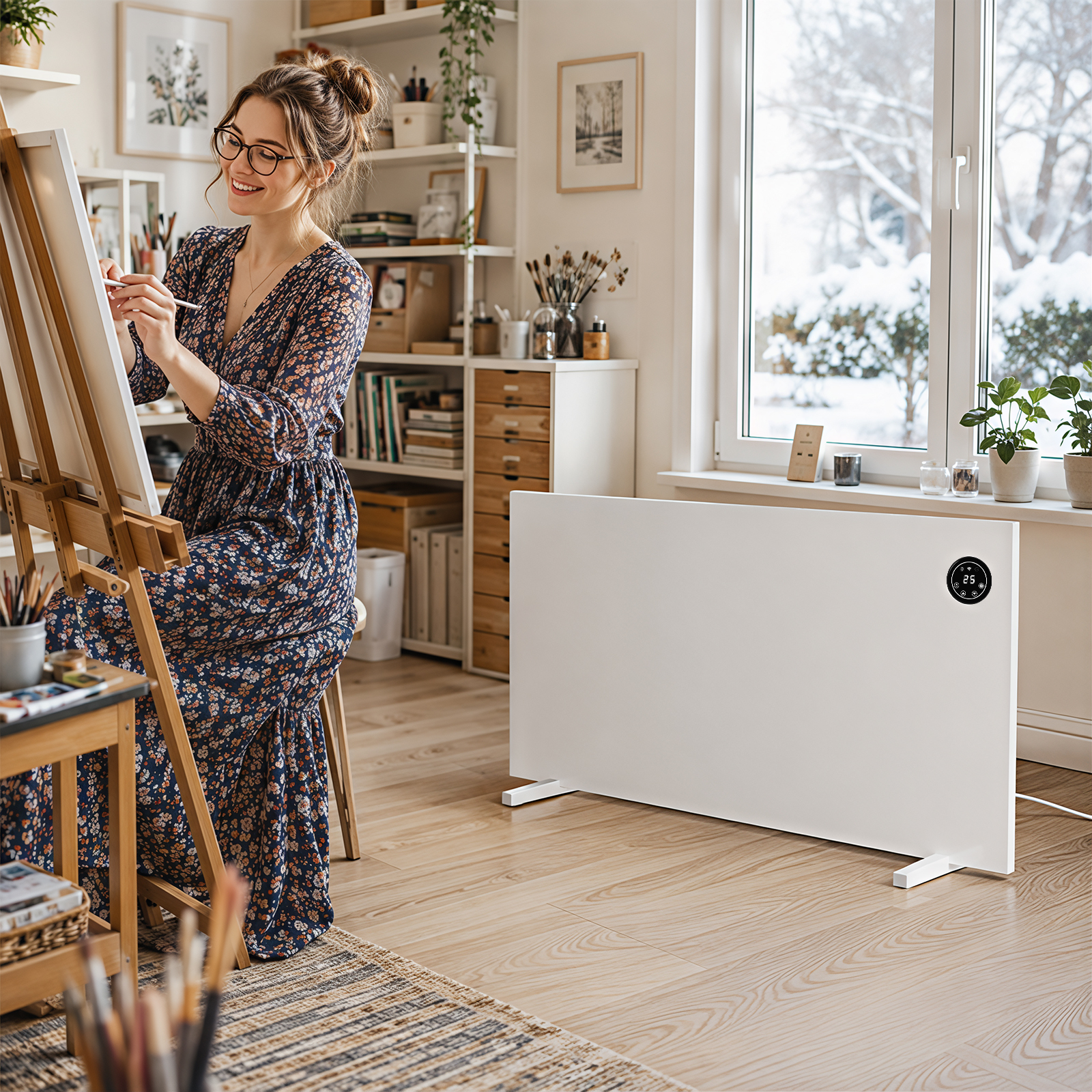 Jiubiaz 750w Infrarot- Und Konvektionsheizung, Heizpaneel Mit Wlan, Timer, Eco-modus, Kindersicherung, Wand Oder Stand