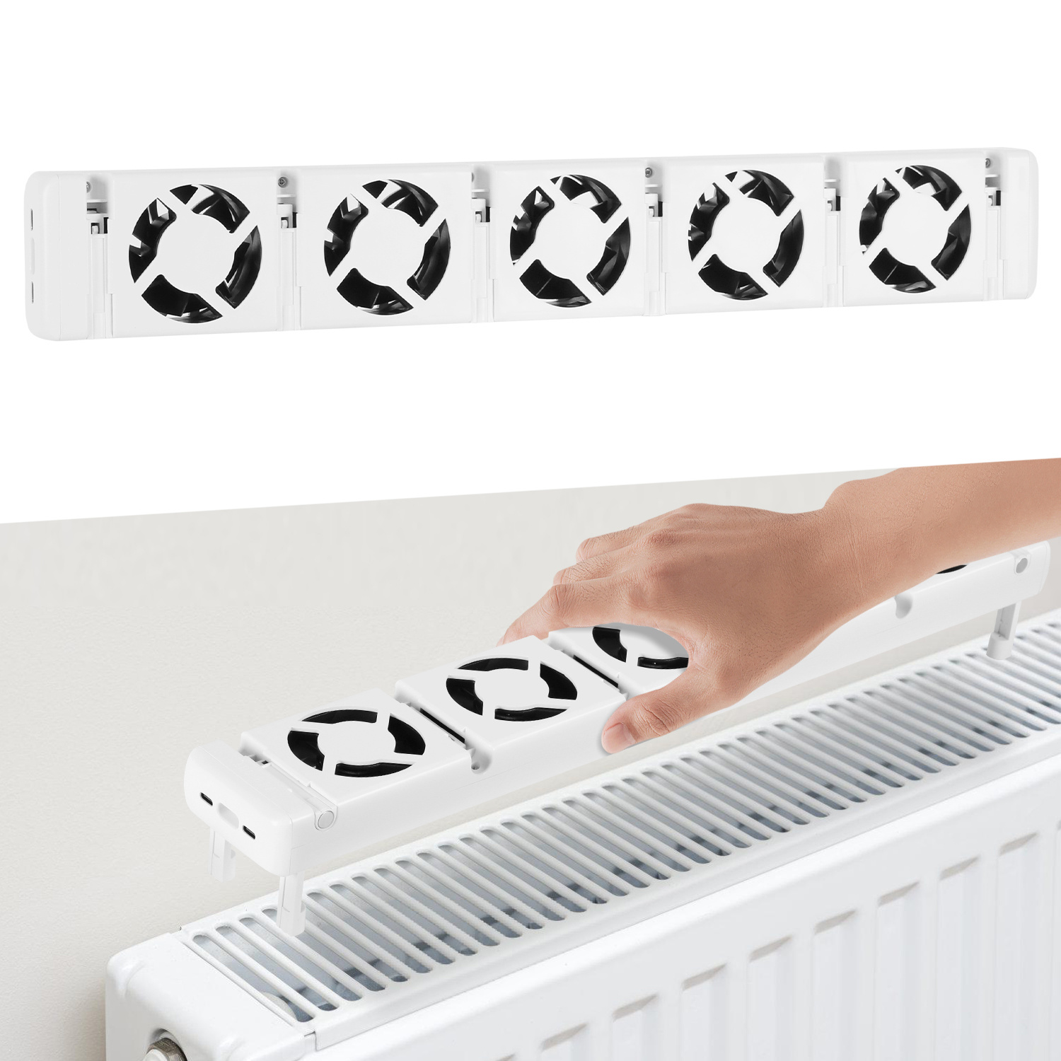 Jiubiaz Heizkörperverstärker 5-fach, 1er-set, Thermostat 0–60 °c, Weiß