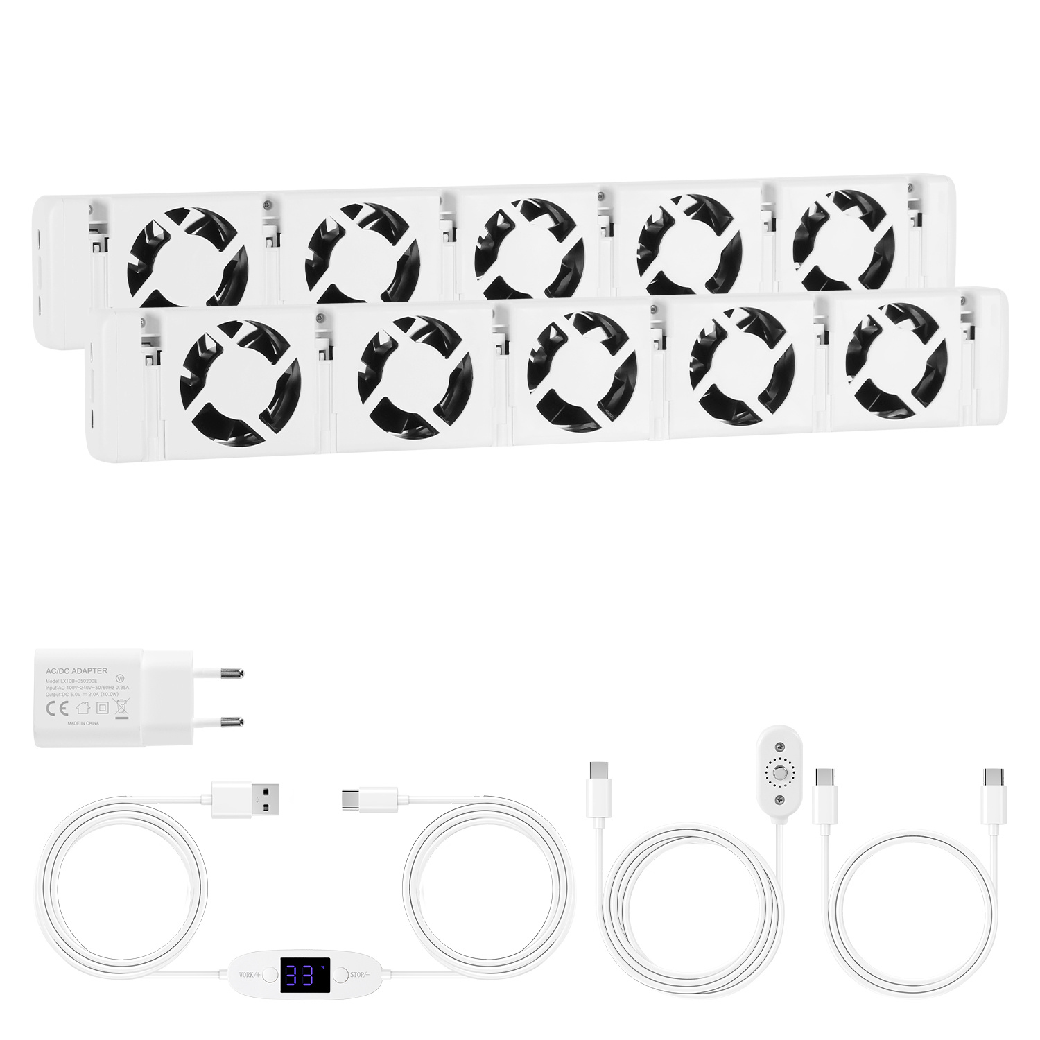 Jiubiaz Heizkörperventilator 5 Lüfter, 2er-set, Magnet, 100 Cfm, Thermostat