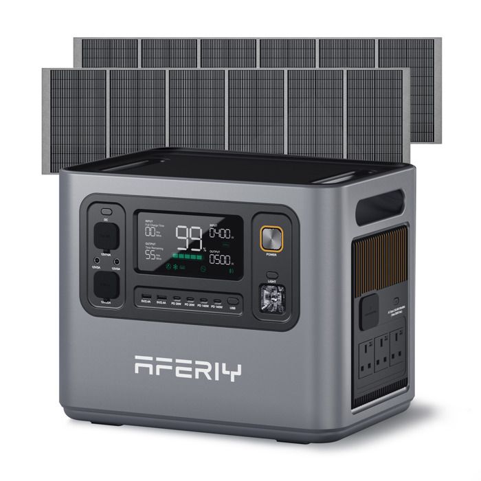 Aferiy P300 3000w 2048wh Tragbare Stromstation Mit 2x400w Solarpanels, Erweiterbar Auf 10,24kwh