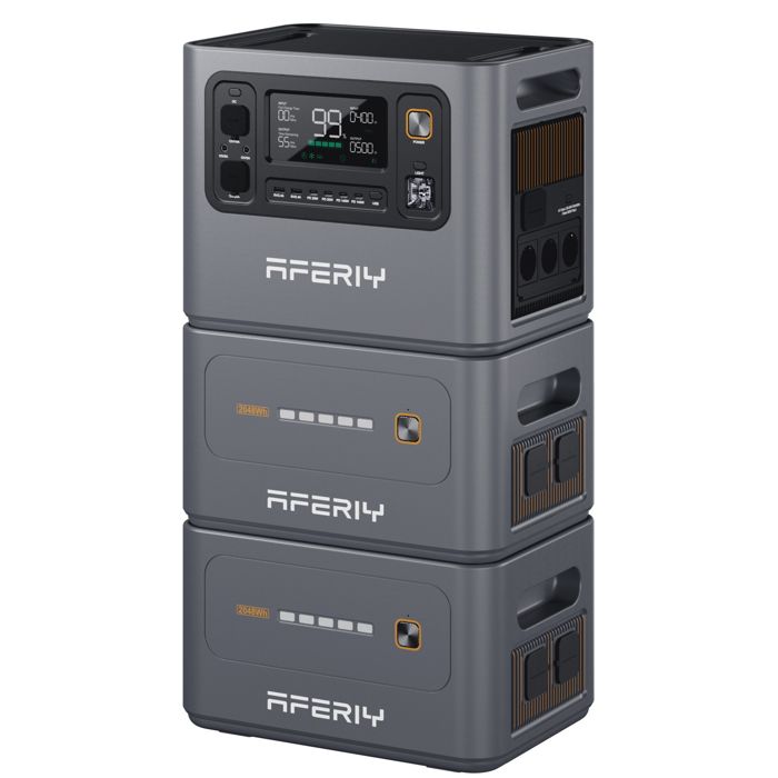 Aferiy 6144wh 3000w Tragbare Elektrische Station Mit 2 Zusätzlichen Batterien, Erweiterbare Kapazität, Für Zuhause, Wohnmobil
