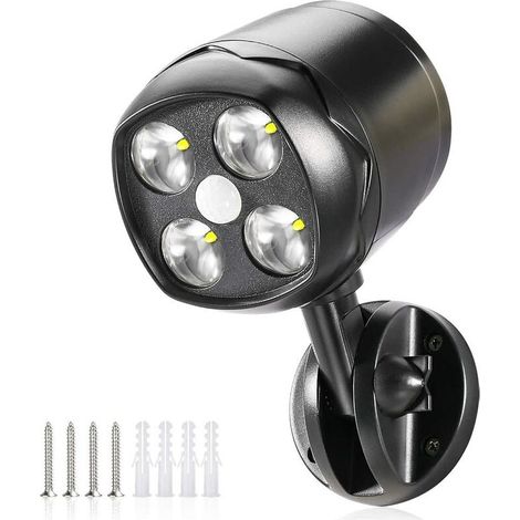 Außenleuchte Mit Bewegungsmelder, Wasserdicht (ip65), Led-strahler, Batteriebetrieben, 600 Lm, Flexibler, Batteriebetriebener Bewegungsmelder Für Garten, Einfahrt, Terrasse Und Eingangsbereich