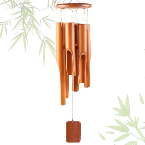 Bambus-windspiel, 6 Holzröhren Für Drinnen Und Draußen, 75 Cm, Ideal Für Garten Und Terrasse – Souvenir-geschenk, Braun