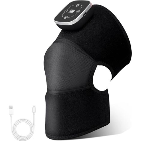 Beheizbare Kniebandage Mit Massagefunktion, Wiederaufladbar, Verstellbarer Vibrationsmassager Zur Entspannung Von Schulter Und Ellbogen, 5 Wärmestufen Und 3 Vibrationsmodi