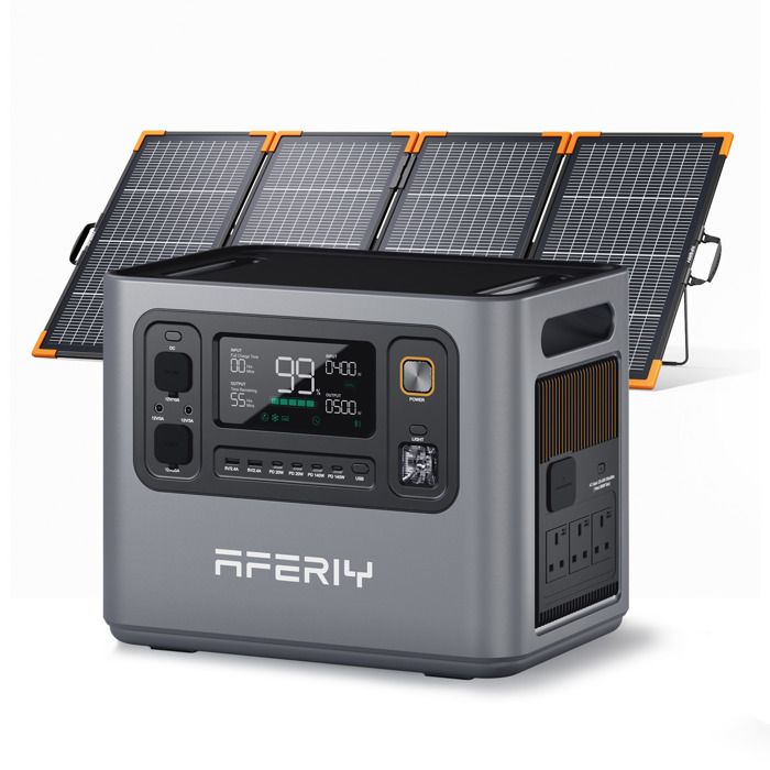 Aferiy P300 3000w 2048wh Tragbare Stromstation Mit 400w Solarpanel, Aluminiumrahmen, Erweiterbar Auf 10,24kwh