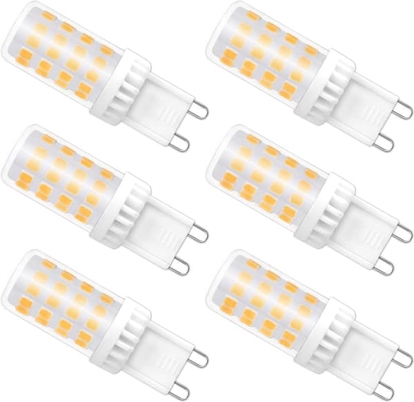Dimmbare G9-led-lampe, 4 W (entspricht 40 W Halogen), 480 Lm, Warmweiß (3000 K), Standard-g9-sockel, 360° Drehbar, 6er-packung