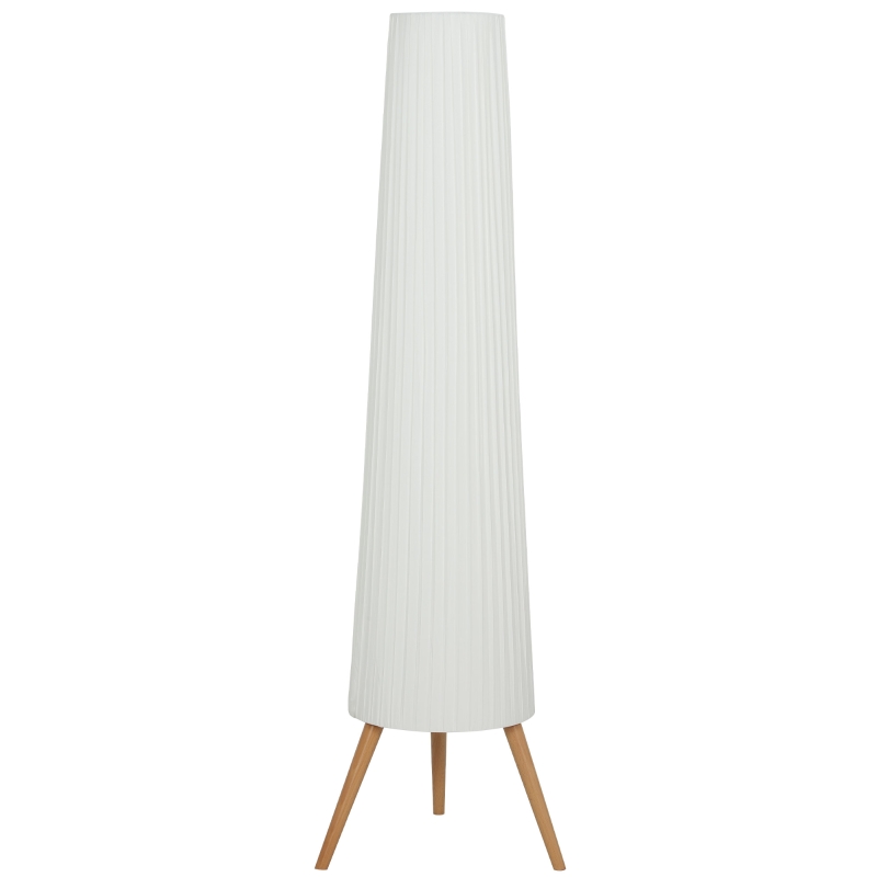 Dimmbare Led-stehlampe Mit Holz-dreibein, Fußschalter, Weiß