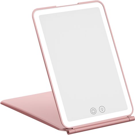 Kosmetikspiegel, 1x/10x Led-beleuchteter Spiegel Mit Touchscreen, Touchscreen-reisekosmetikspiegel, Tischspiegel (rosa), 19,2 X 13 X 1,7 Cm
